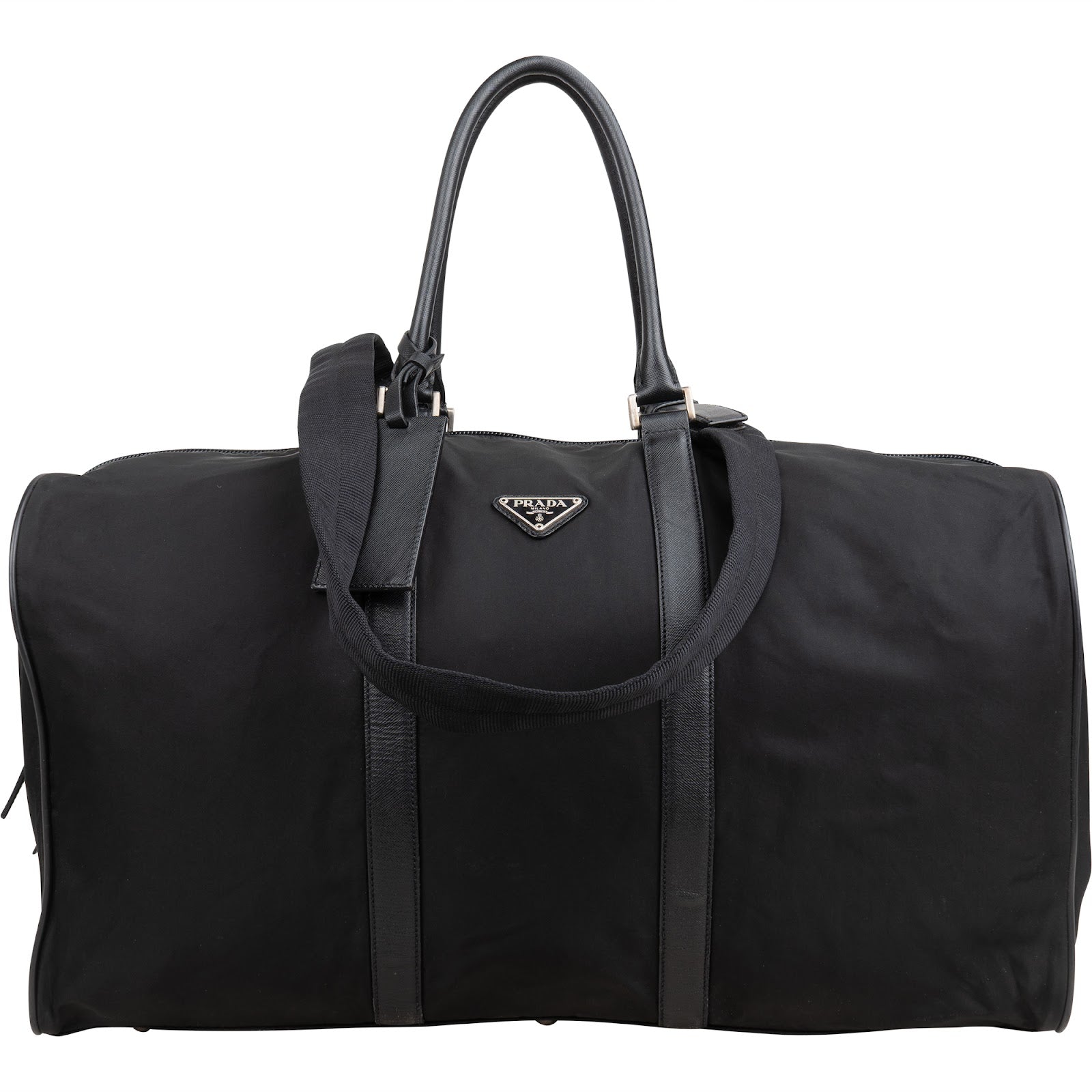 Prada Black Nylon Triangle Duffle Bag 55