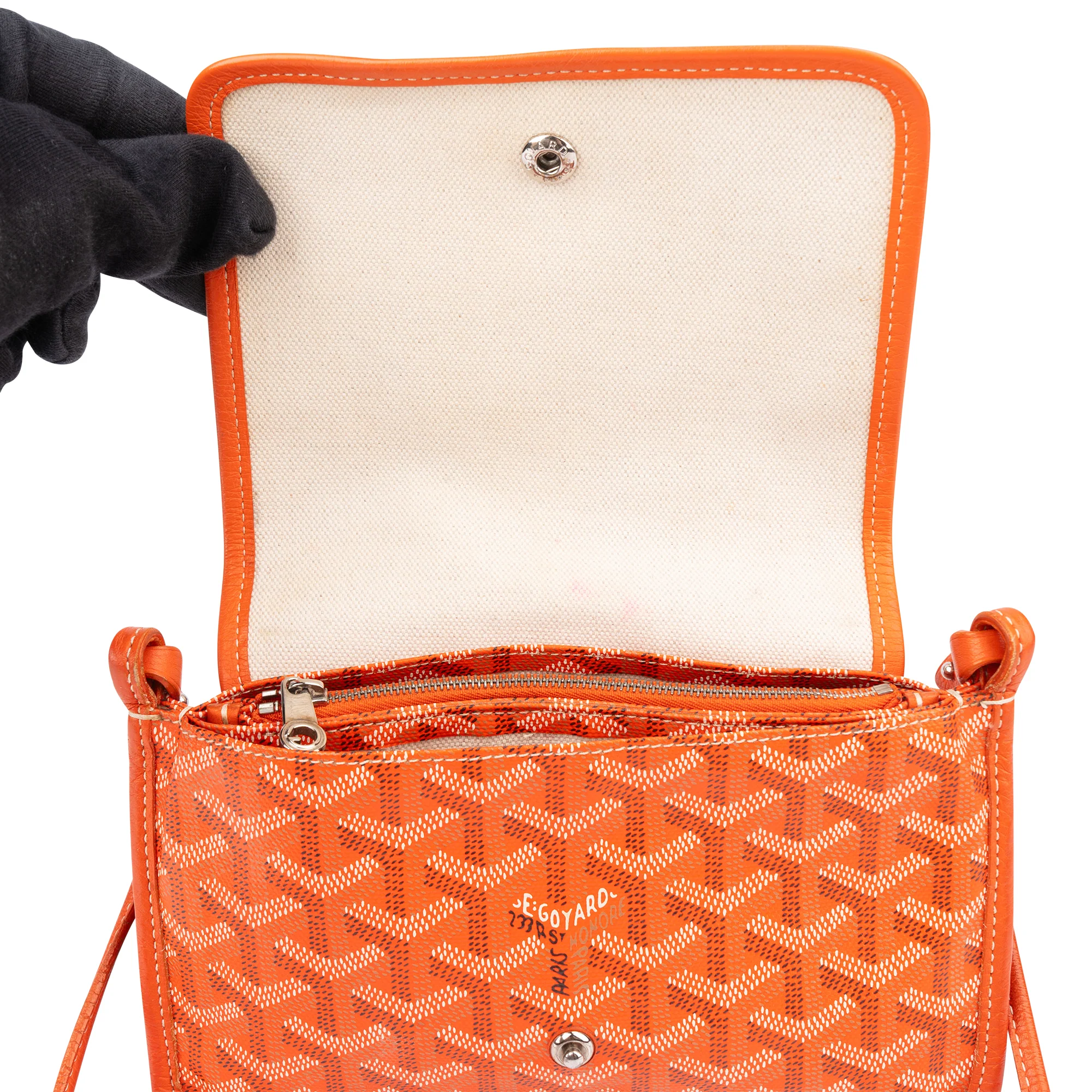 Goyard Orange Goyardine Monogram Plumet Flat Crossbody Bag