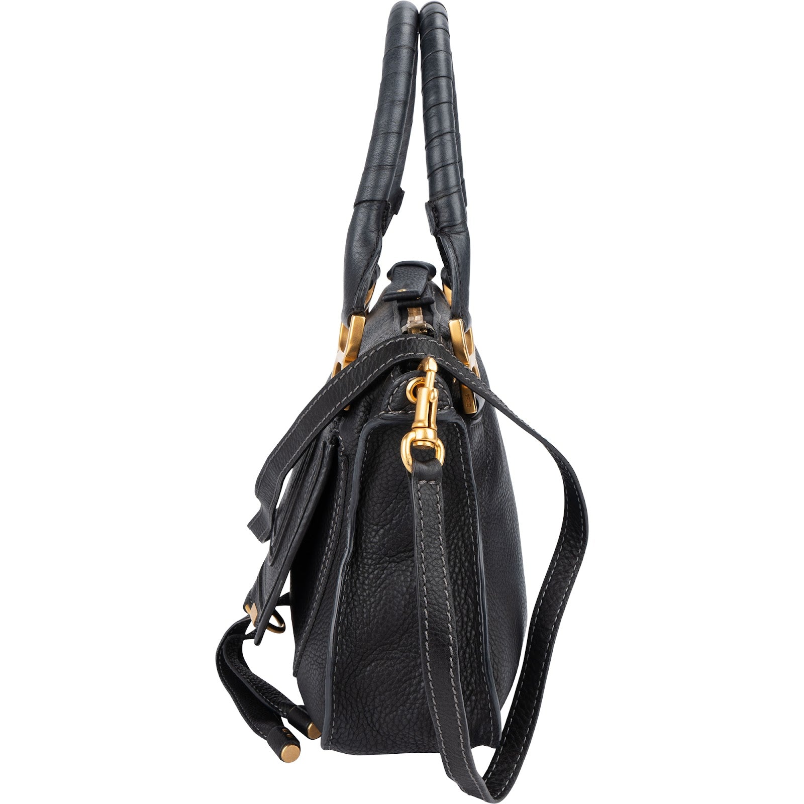Chloé Black Grained Leather Marcie Handbag
