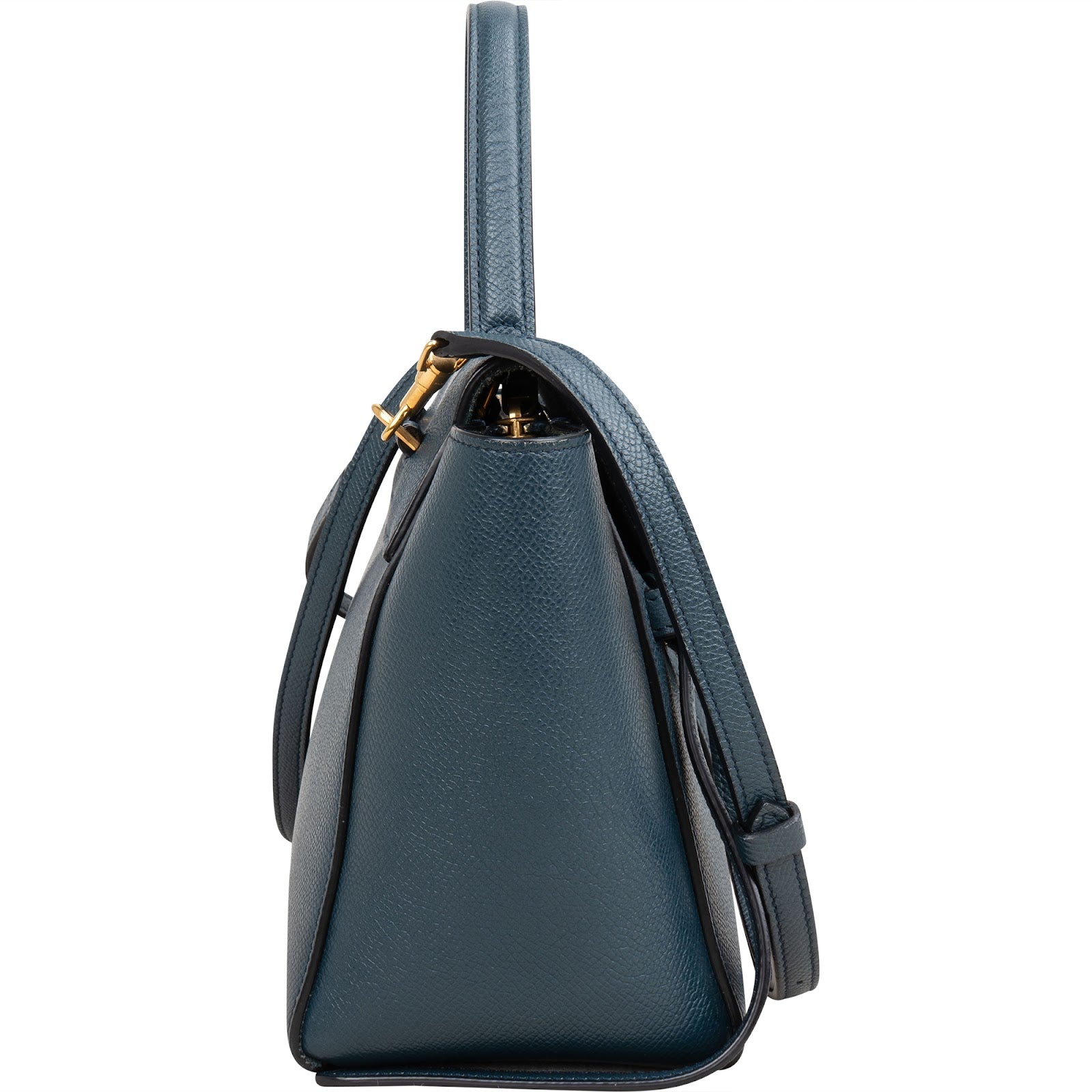 Celine Petrol Leather Grained Calfskin Belt Handbag