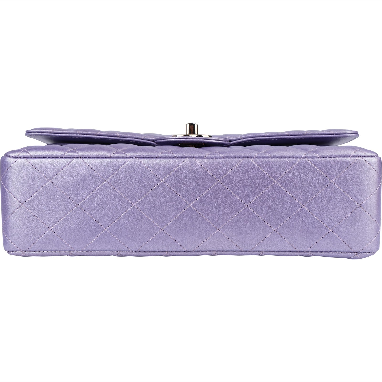 Chanel Quilted Metallic Lambskin Medium Double Flap Crossbody Bag