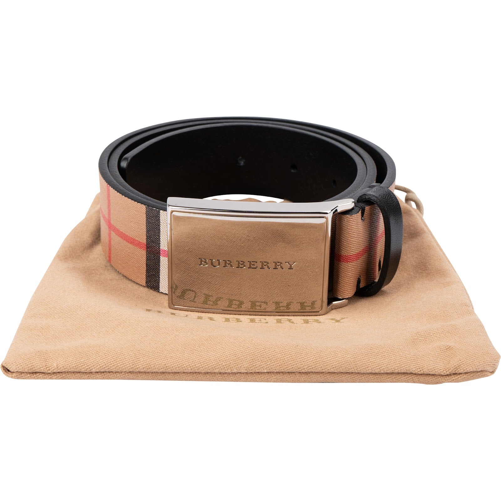 Burberry Nova Check Monogram Plaque Buckle Belt (32 / 80)