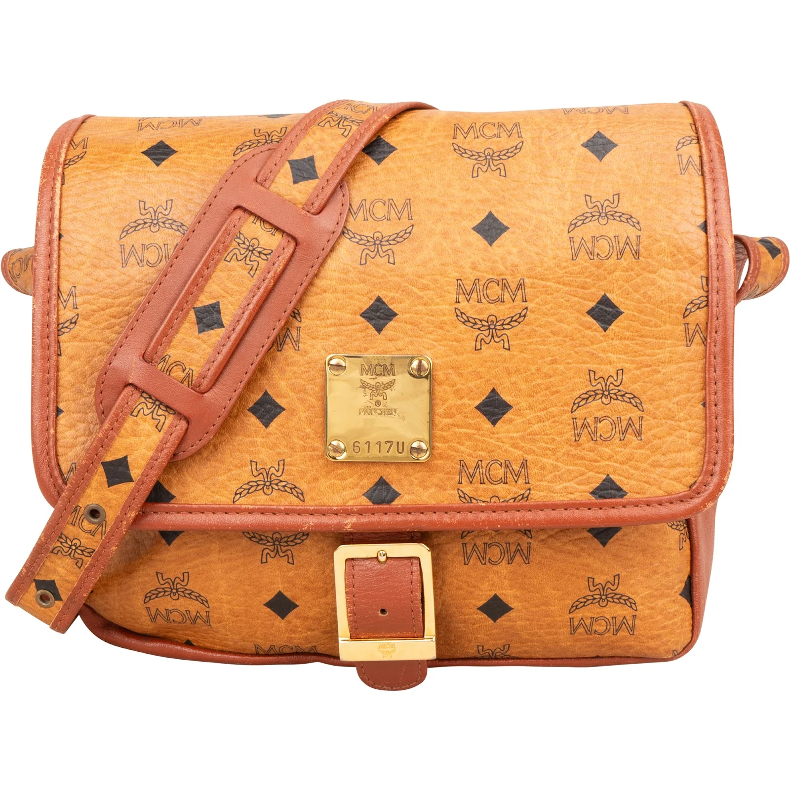 MCM Monogram Visetos Buckle Flap Crossbody Bag