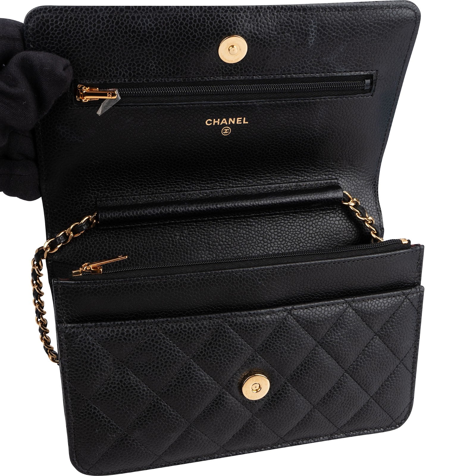 Chanel Quilted Caviar Leather Wallet on a Chain