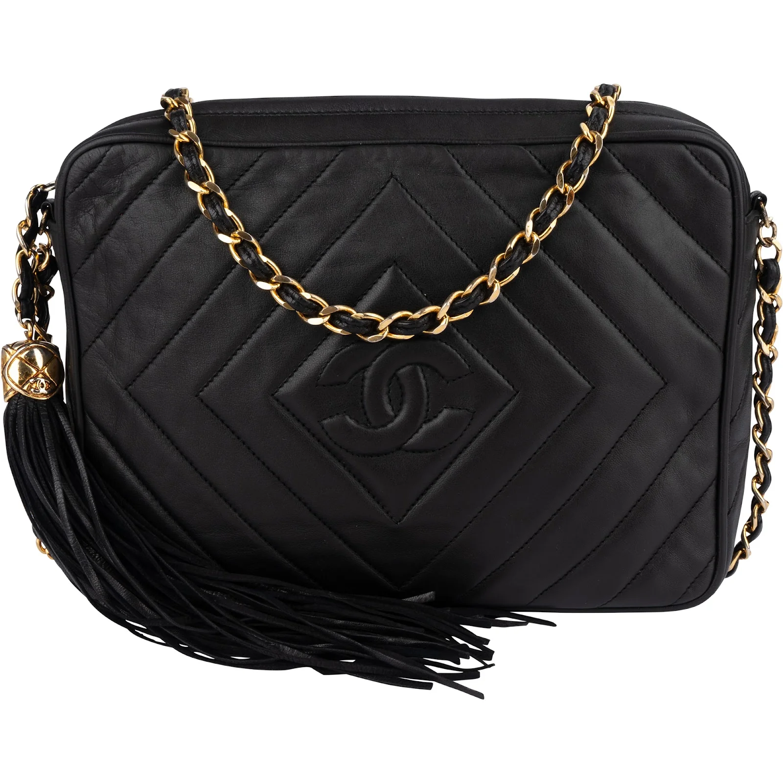 Chanel Quilted Lambskin Chevron Camera Crossbody Bag