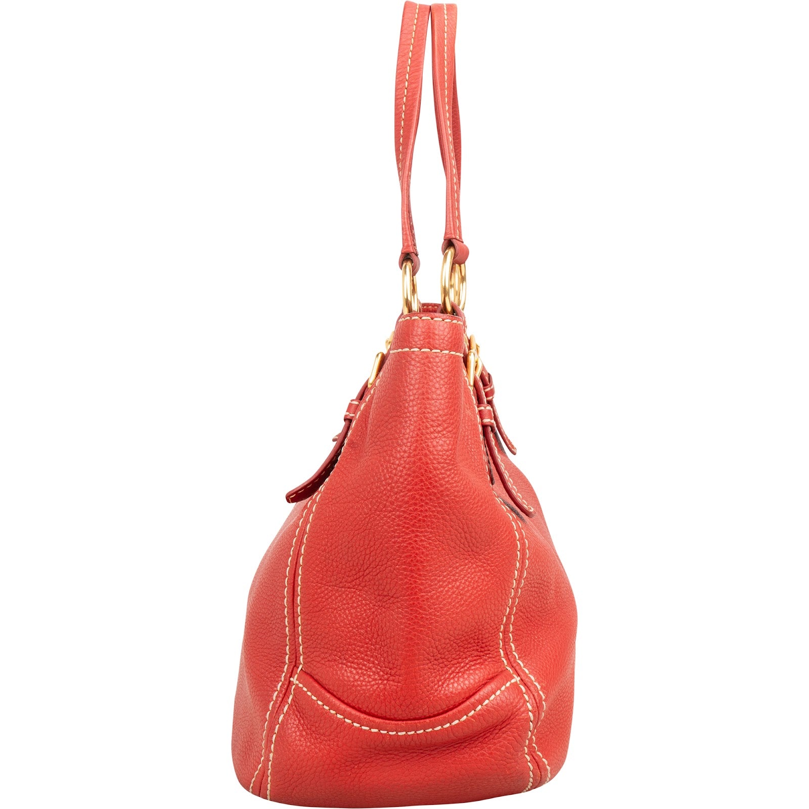 Prada Red Vitello Daino Hobo Shoulder Bag