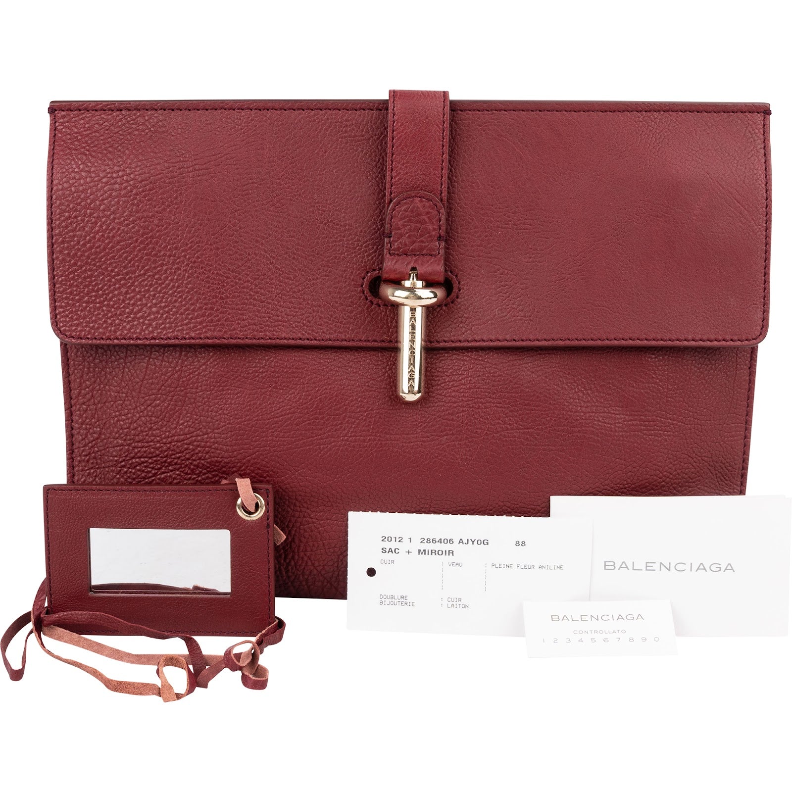 Balenciaga Pebbled Leather Toggle Clutch