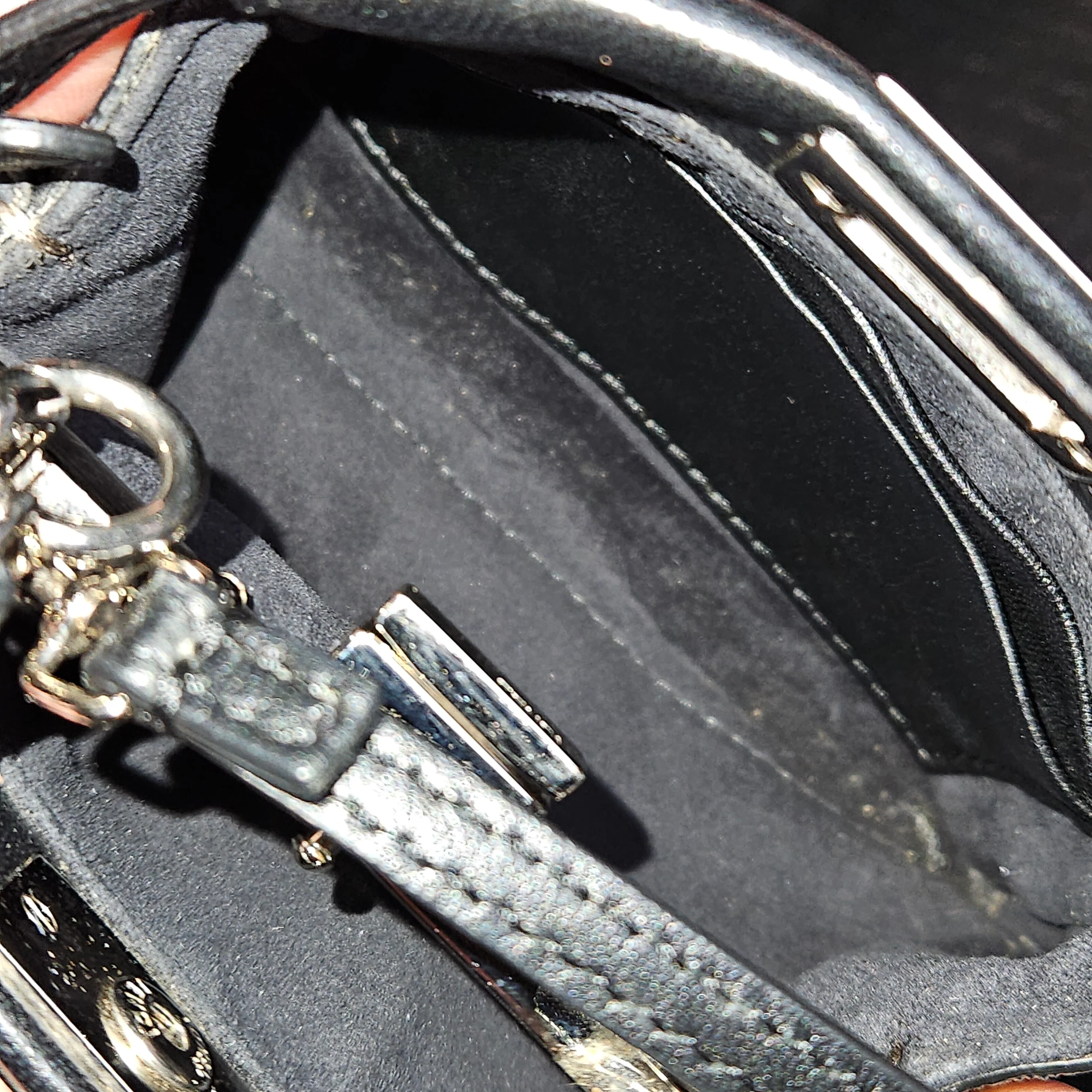 Fendi Black Leather Floral Mini Peekaboo Handbag