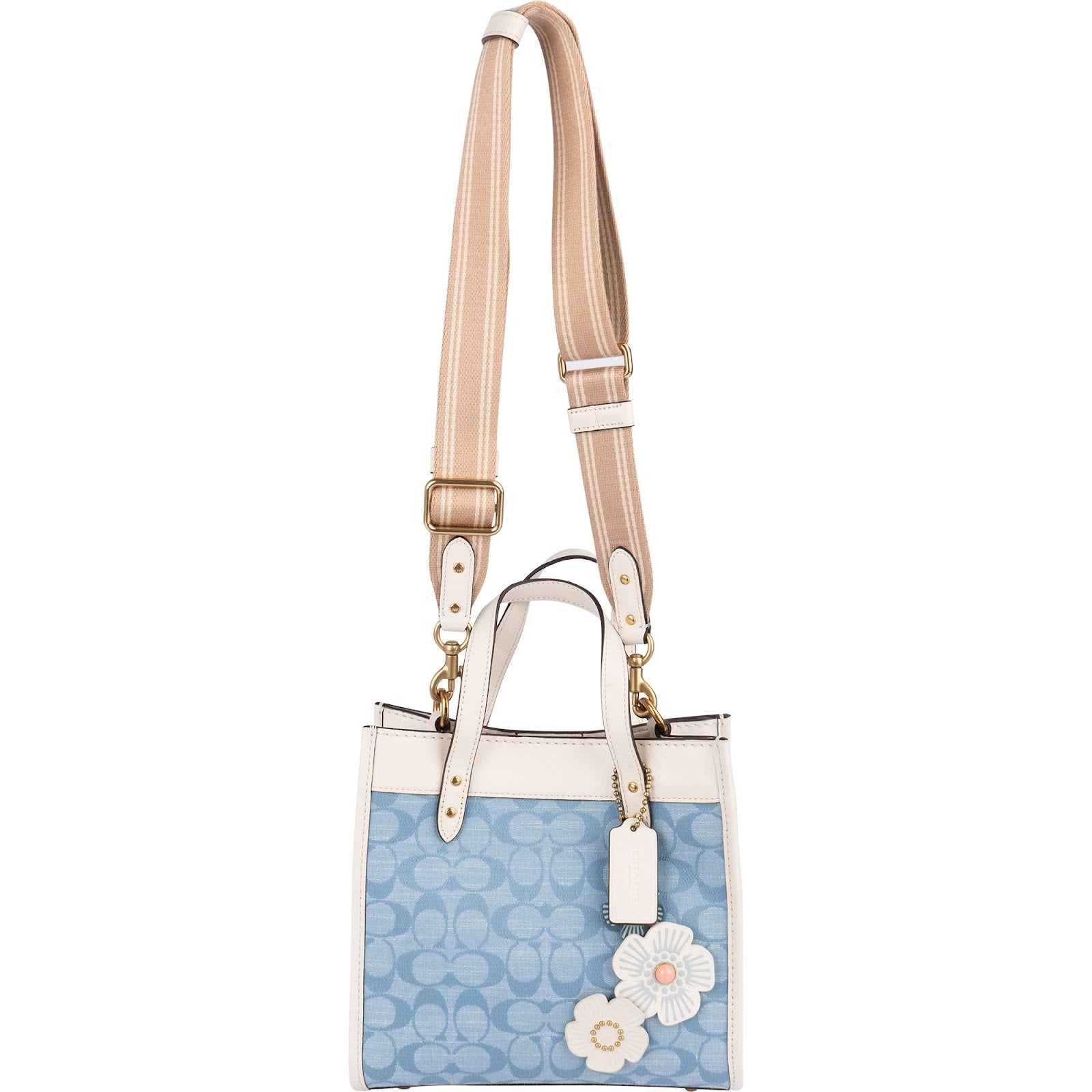 Coach Monogram Signature Chambray Denim T 22 Floral Crossbody Bag