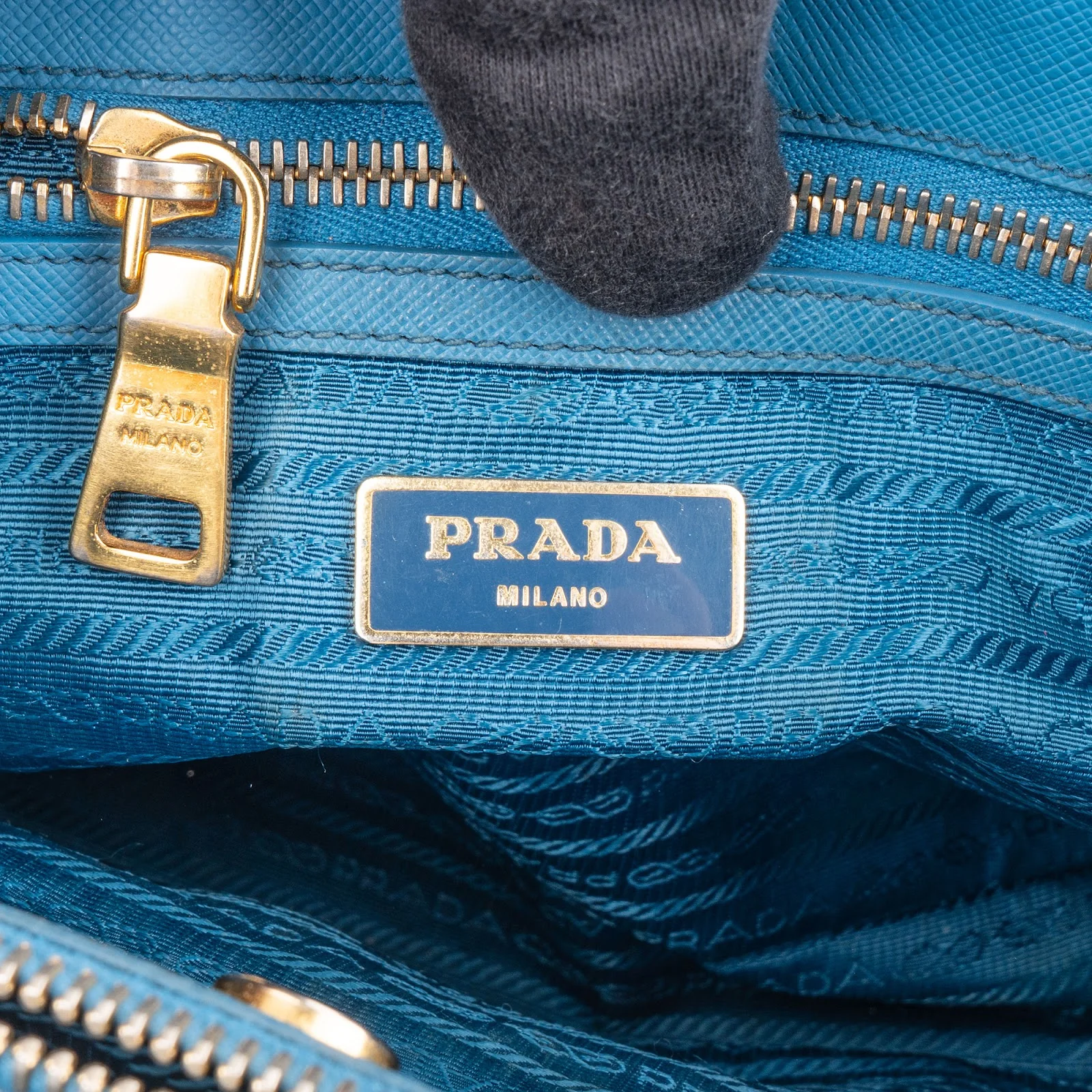 Prada Blue Saffiano Leather Galleria Handbag