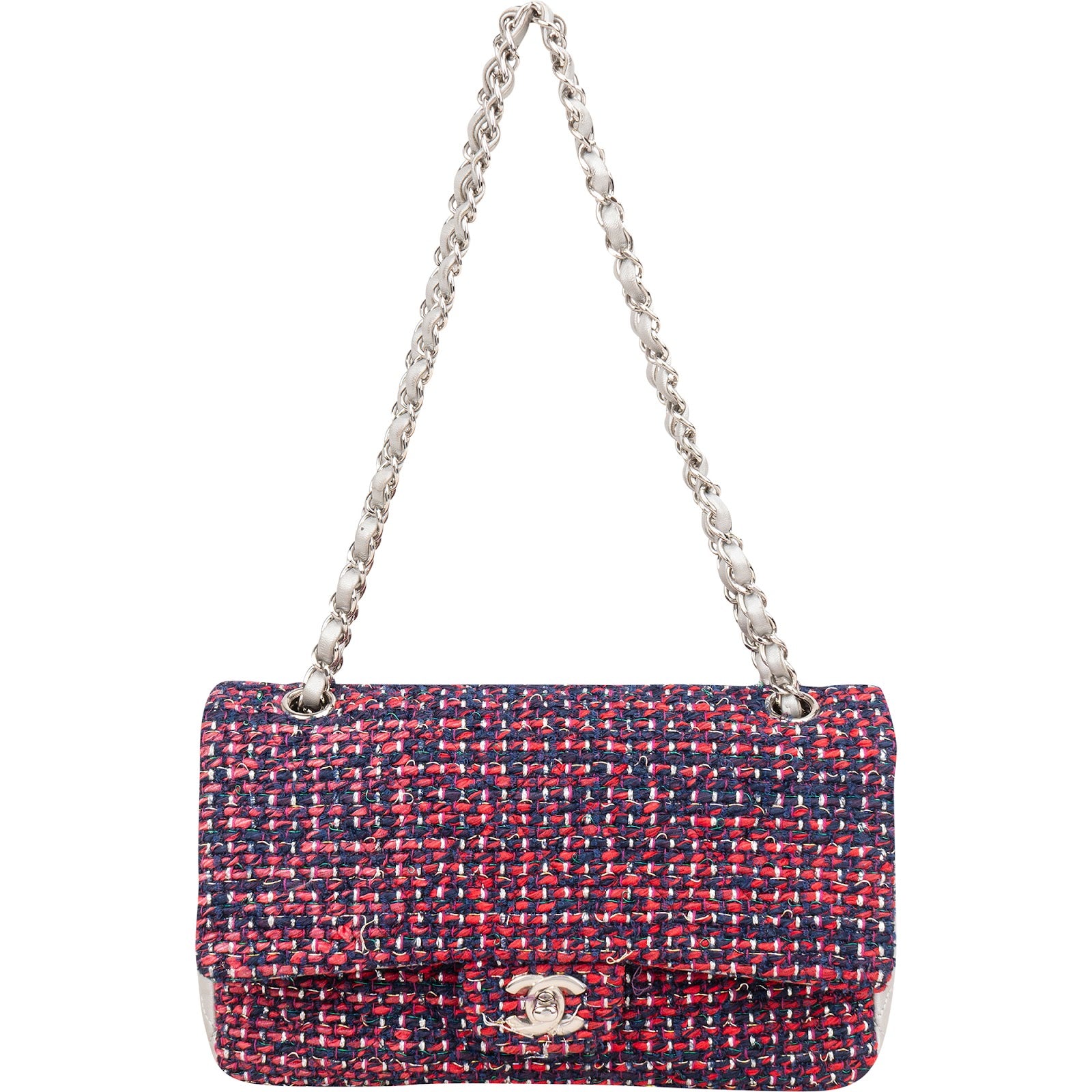 Chanel Quilted Multicolor Tweed and Lambskin Medium Double Flap Shoulder Bag