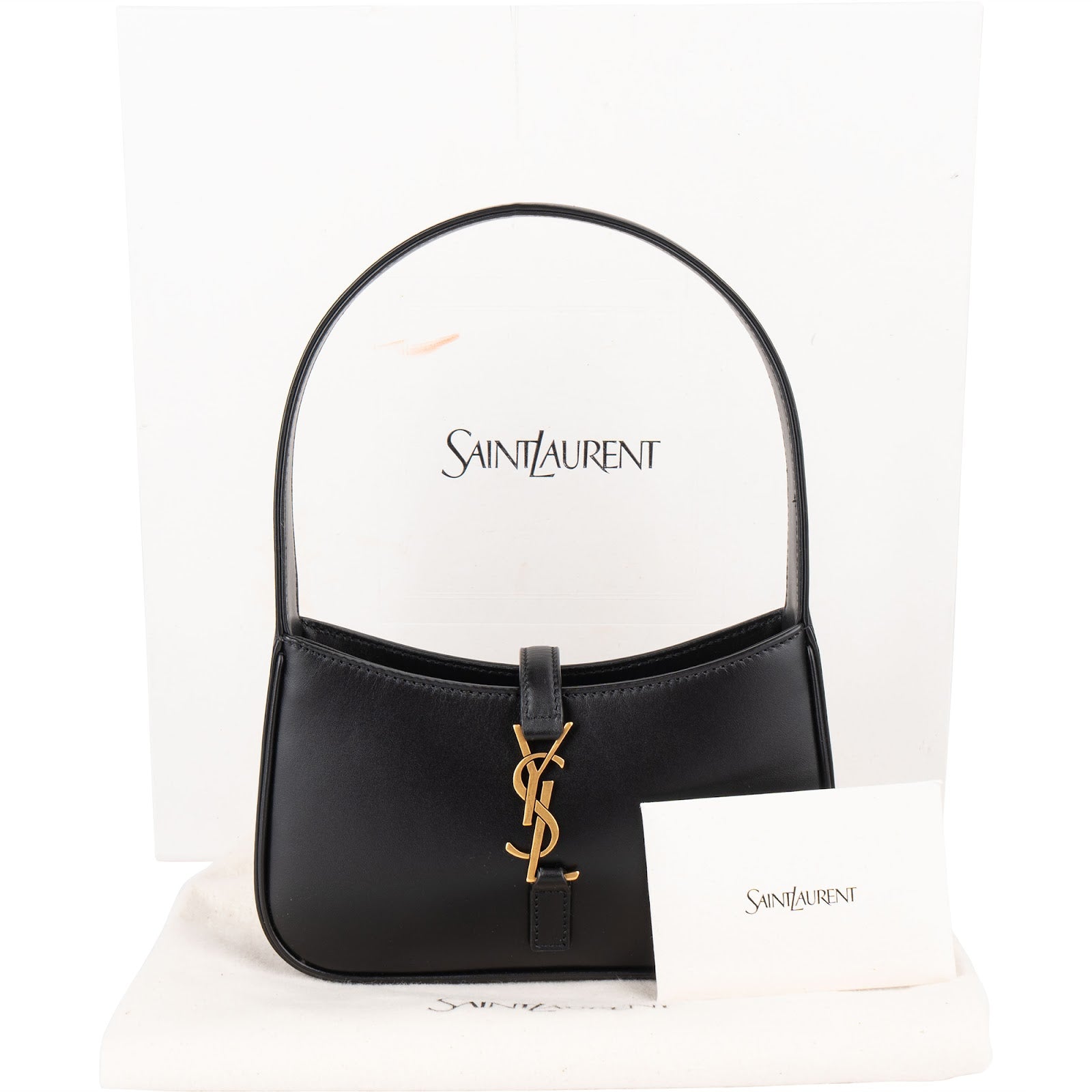 Saint Laurent Black Leather 5 à 7 Mini Hobo Handbag