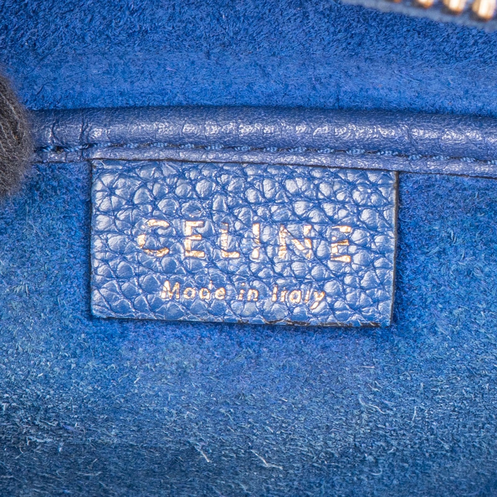 Céline Blue Grained Leather Luggage Nano Crossbody Bag
