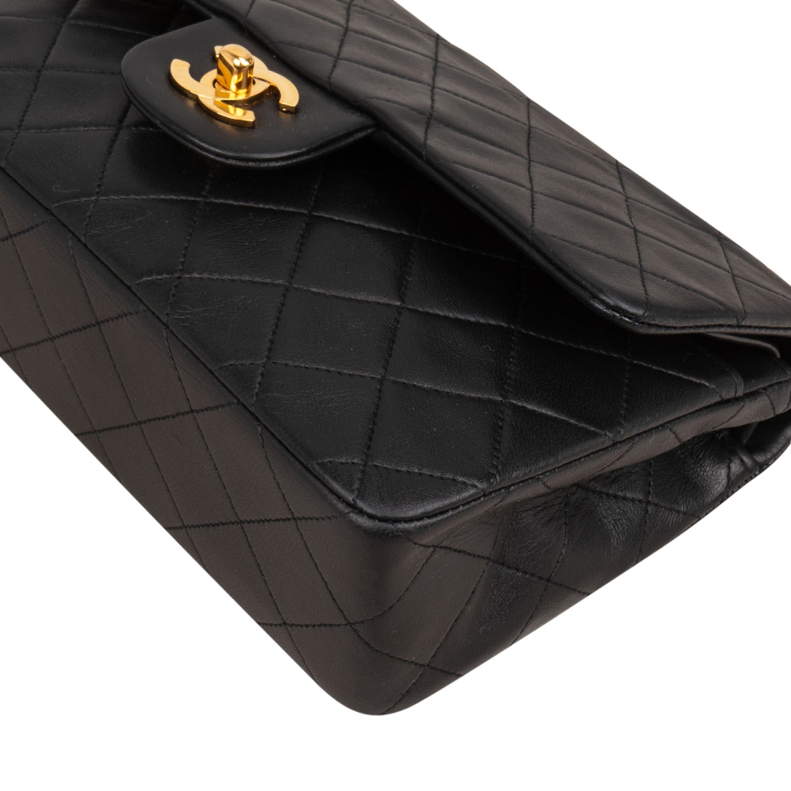 Chanel Quilted Lambskin Small 24K Gold Double Flap Shoulder Bag
