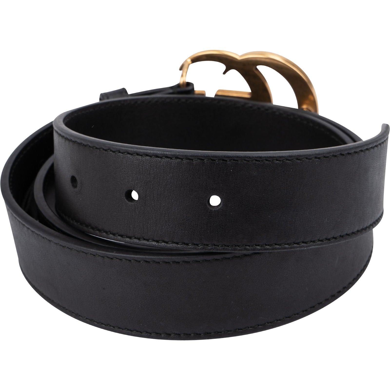 Gucci Black Leather GG Marmont Gürtel (85 / 34)