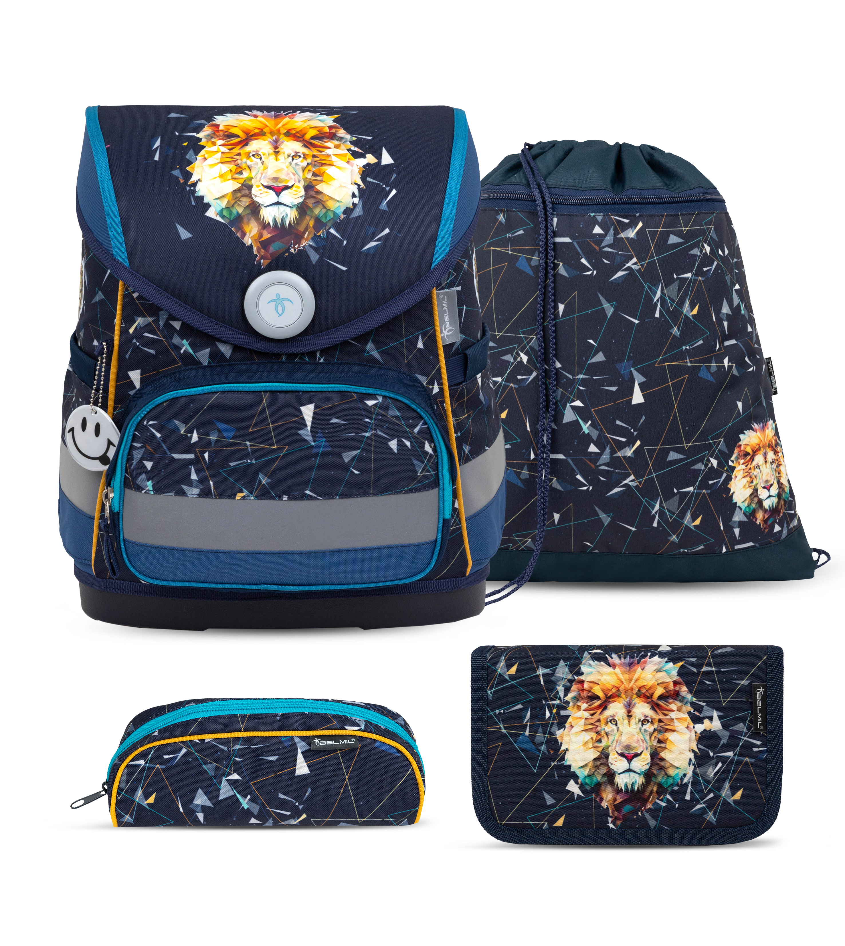 Compact satchel set 4-piece with chest strap - Lion