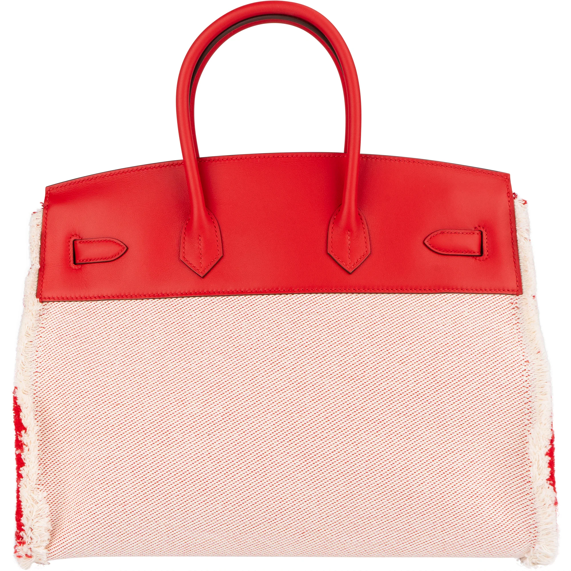 Hermès Fray Swift / Toile H Rouge de Coeur Birkin 35 Handbag