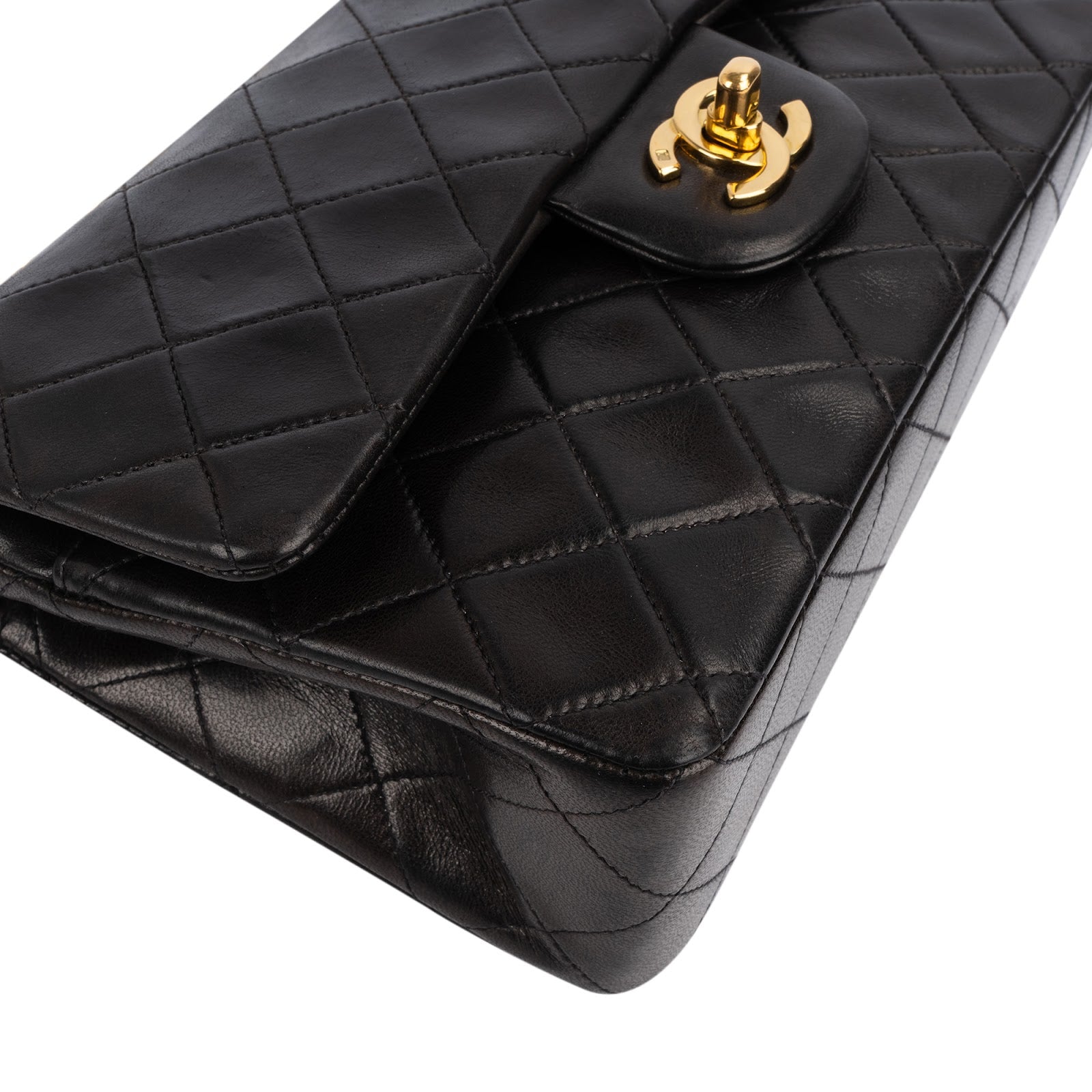 Chanel Quilted Lambskin 24K Gold Small Double Flap Shoulder Bag