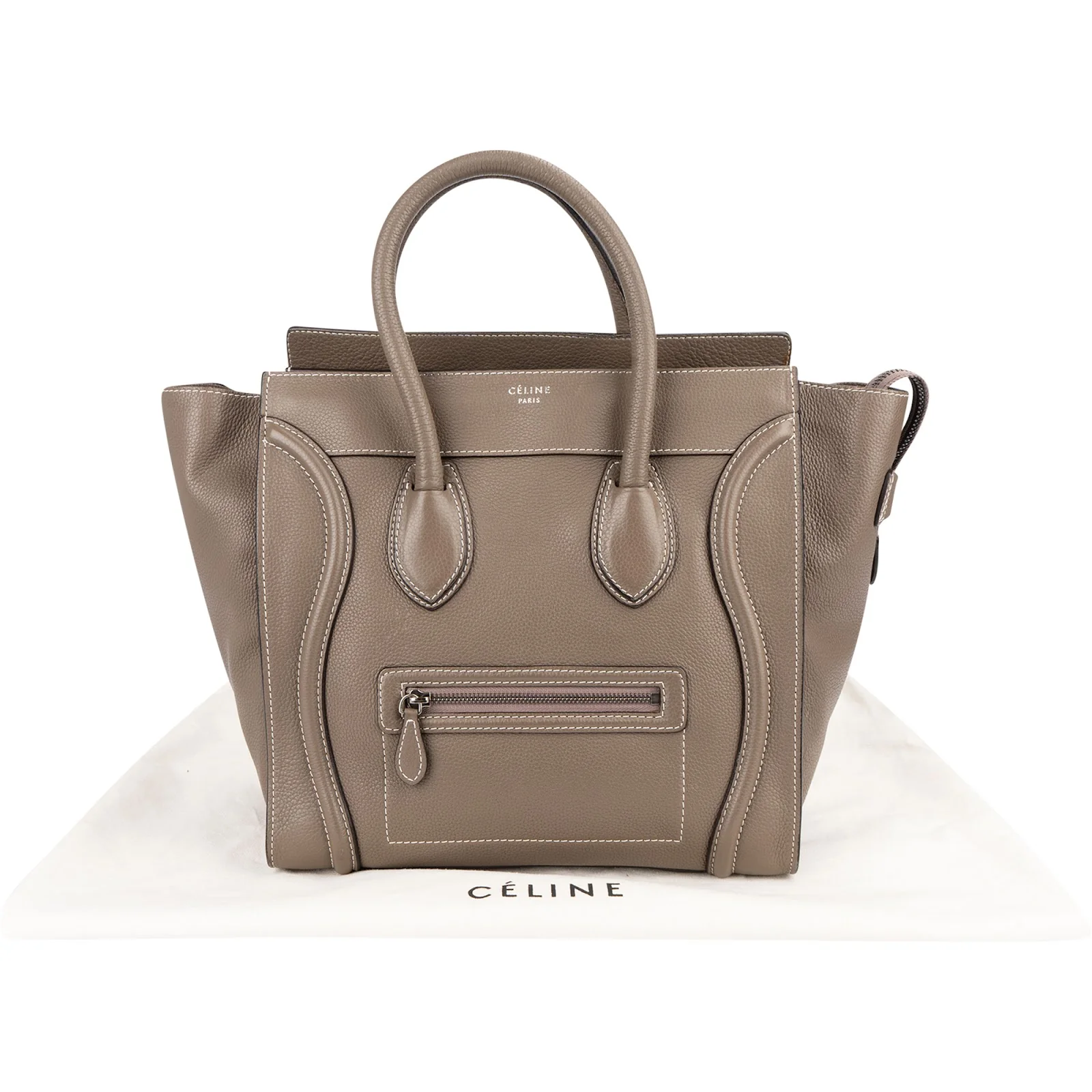 Céline Grained Leather Luggage Handbag