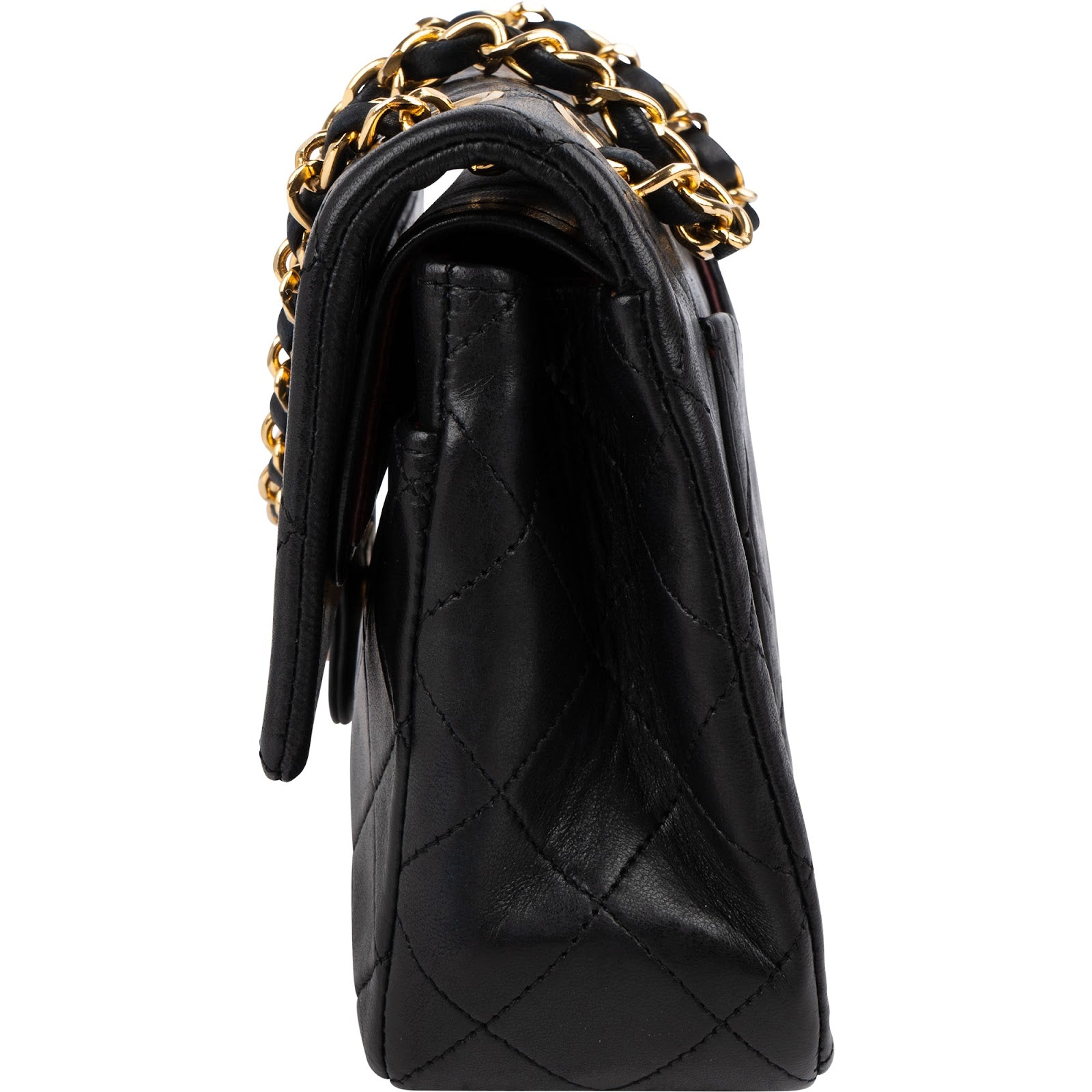 Chanel Quilted Lambskin 24K Gold Small Double Flap Shoulder Bag