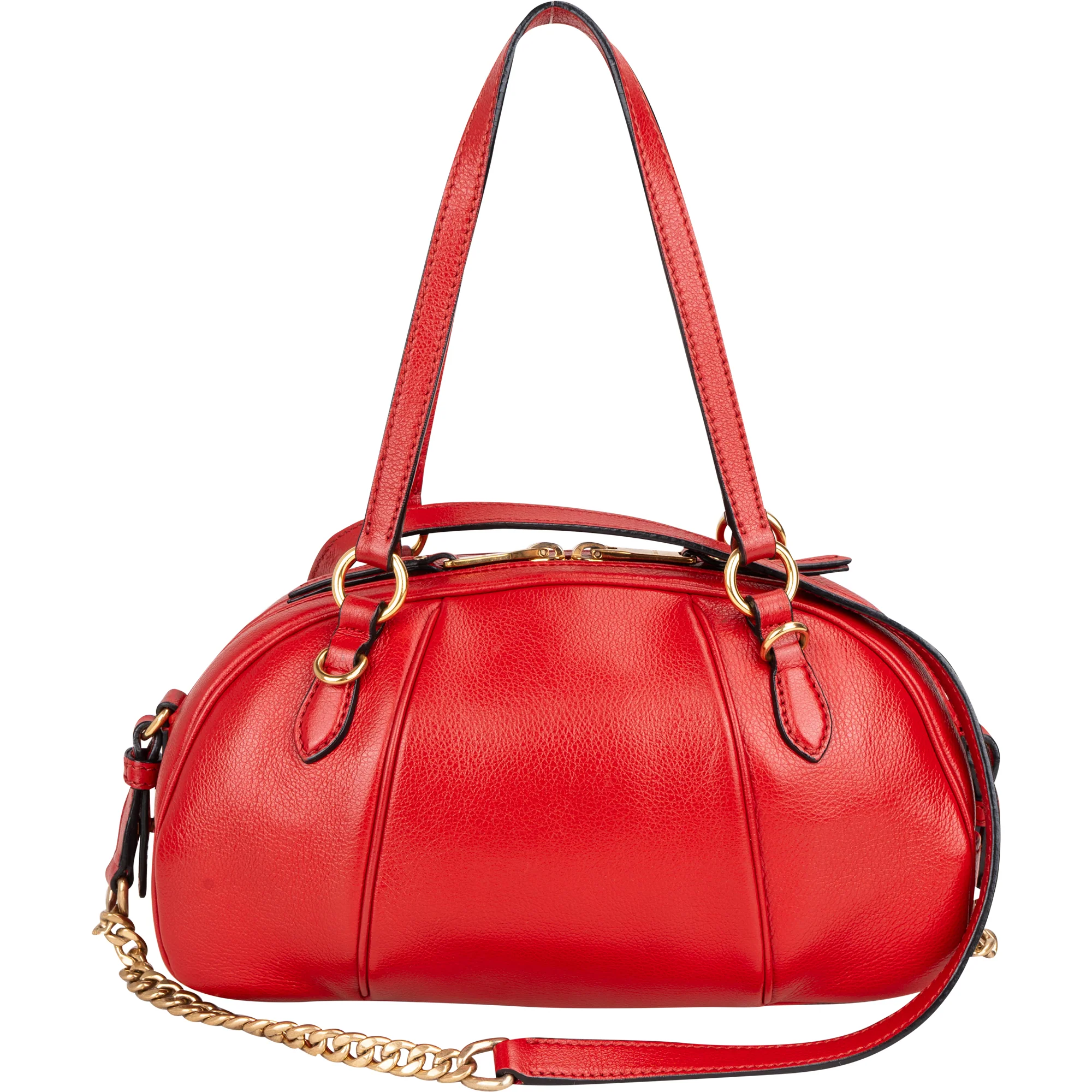 Miu Miu Red Leather Bowling Shoulder Bag