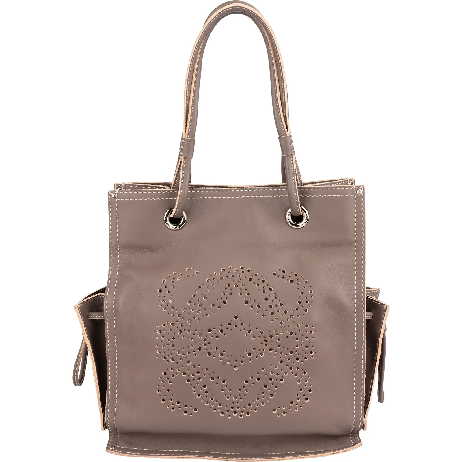 Loewe Leather Anagram Perforated Amazona Shopper Tote Handbag