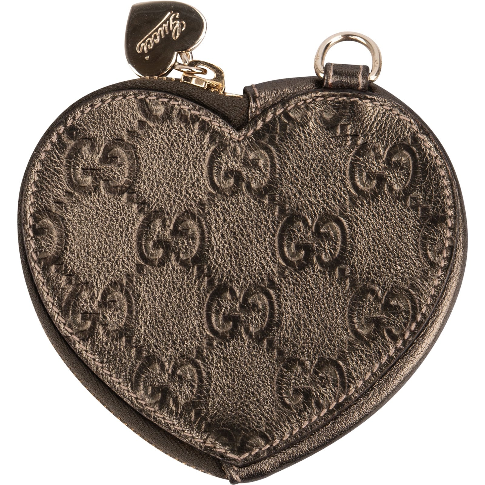 Gucci Guccissima Leather Heart Shaped Coin Purse