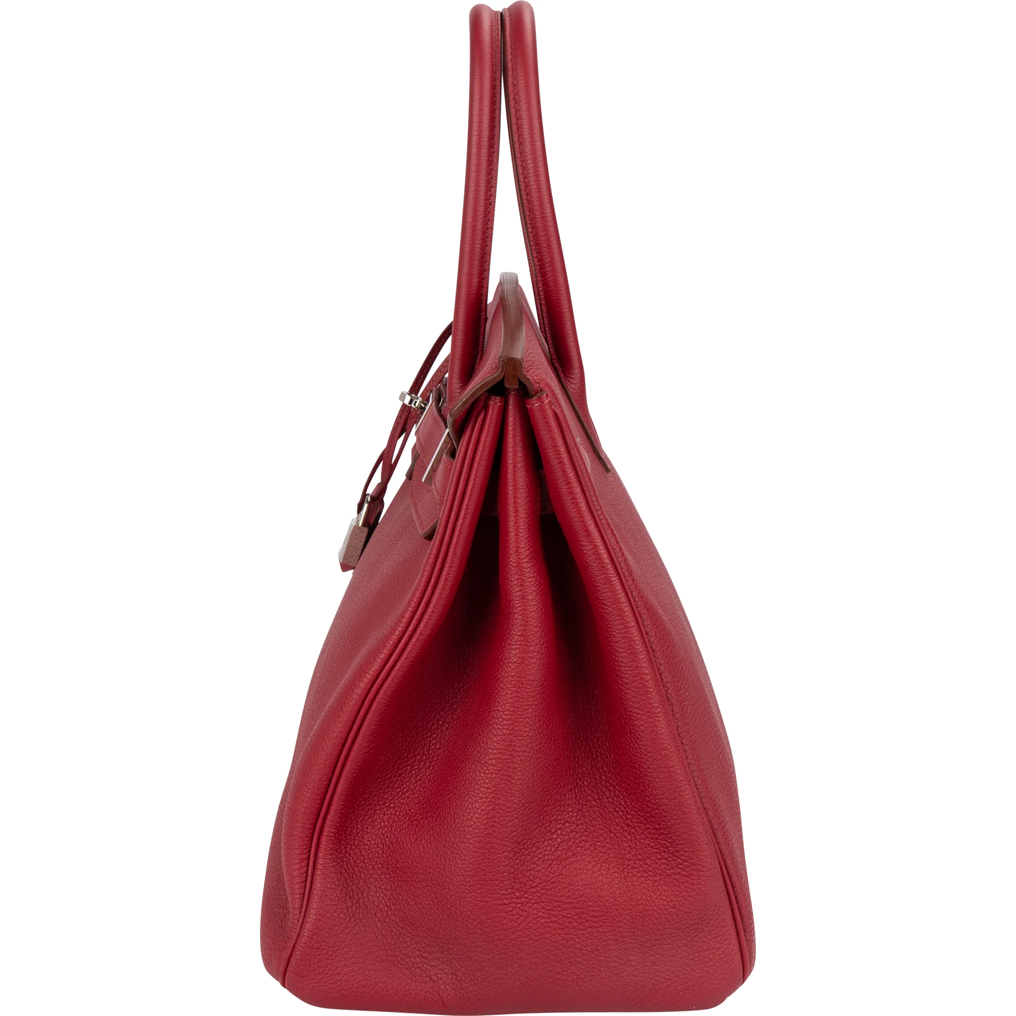 Hermès Clemence Leather Palladium Rouge H Birkin 35 Handbag