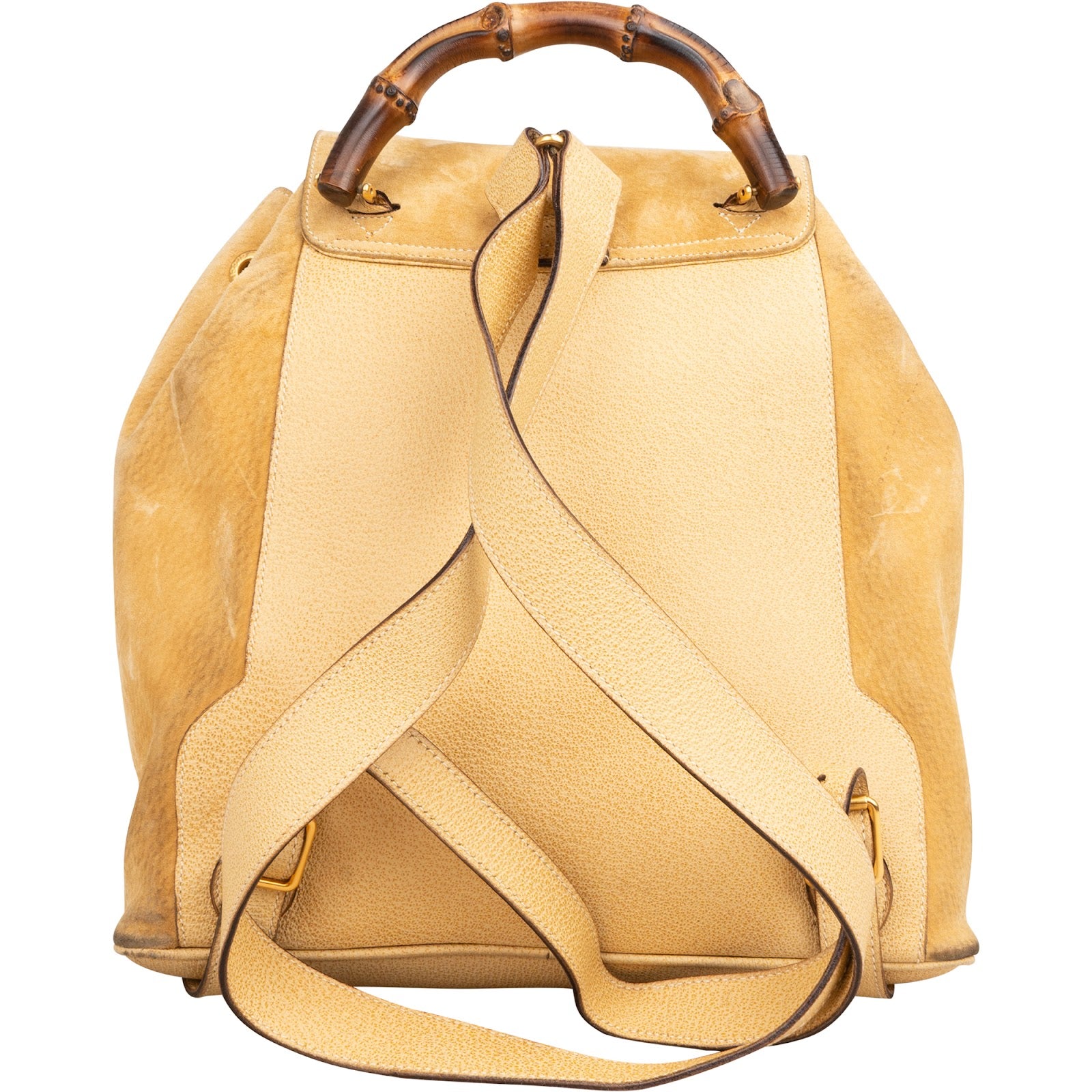 Gucci Suede Bamboo Drawstring Backpack