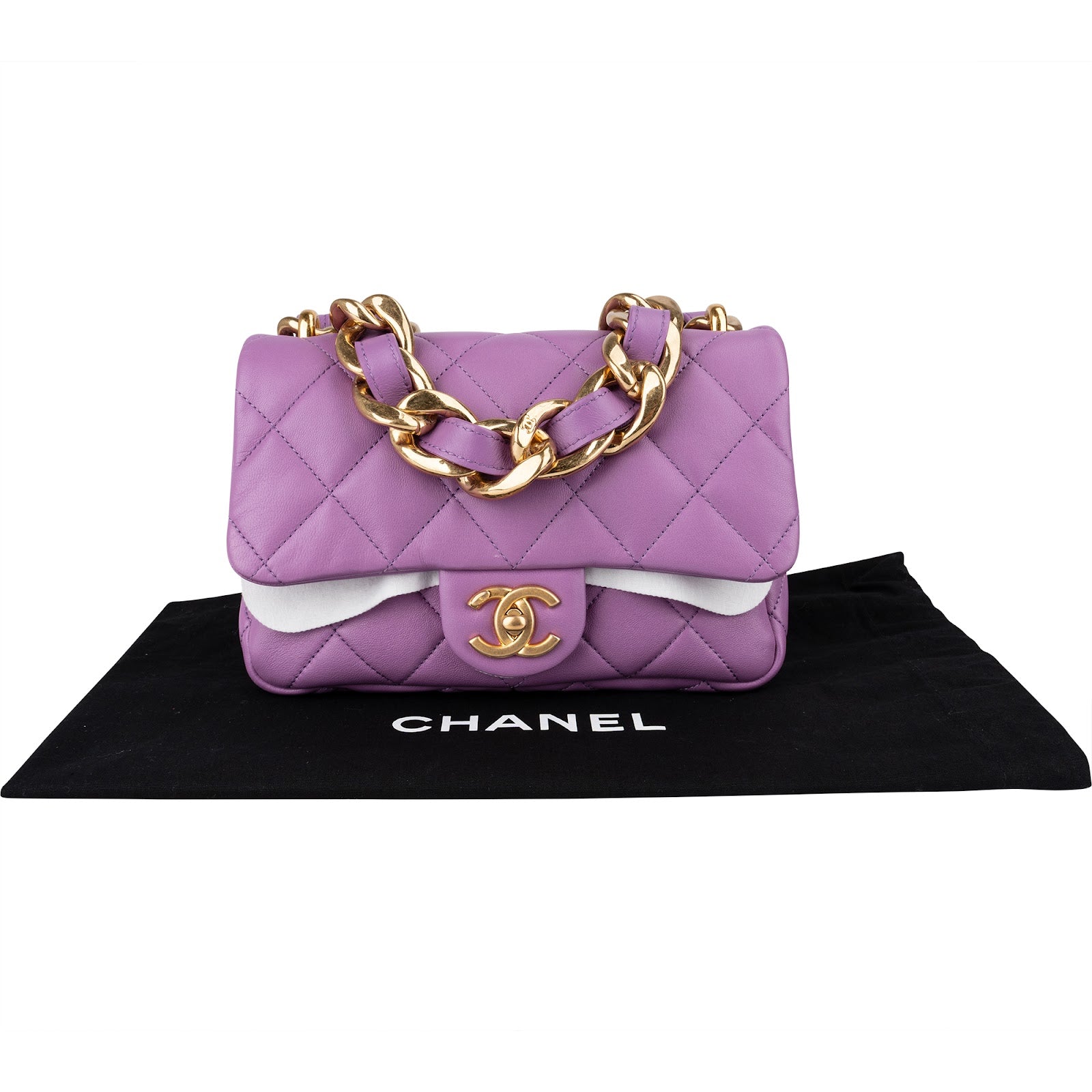 Chanel - Chunky Chain Rectangular Flap Shoulder Bag