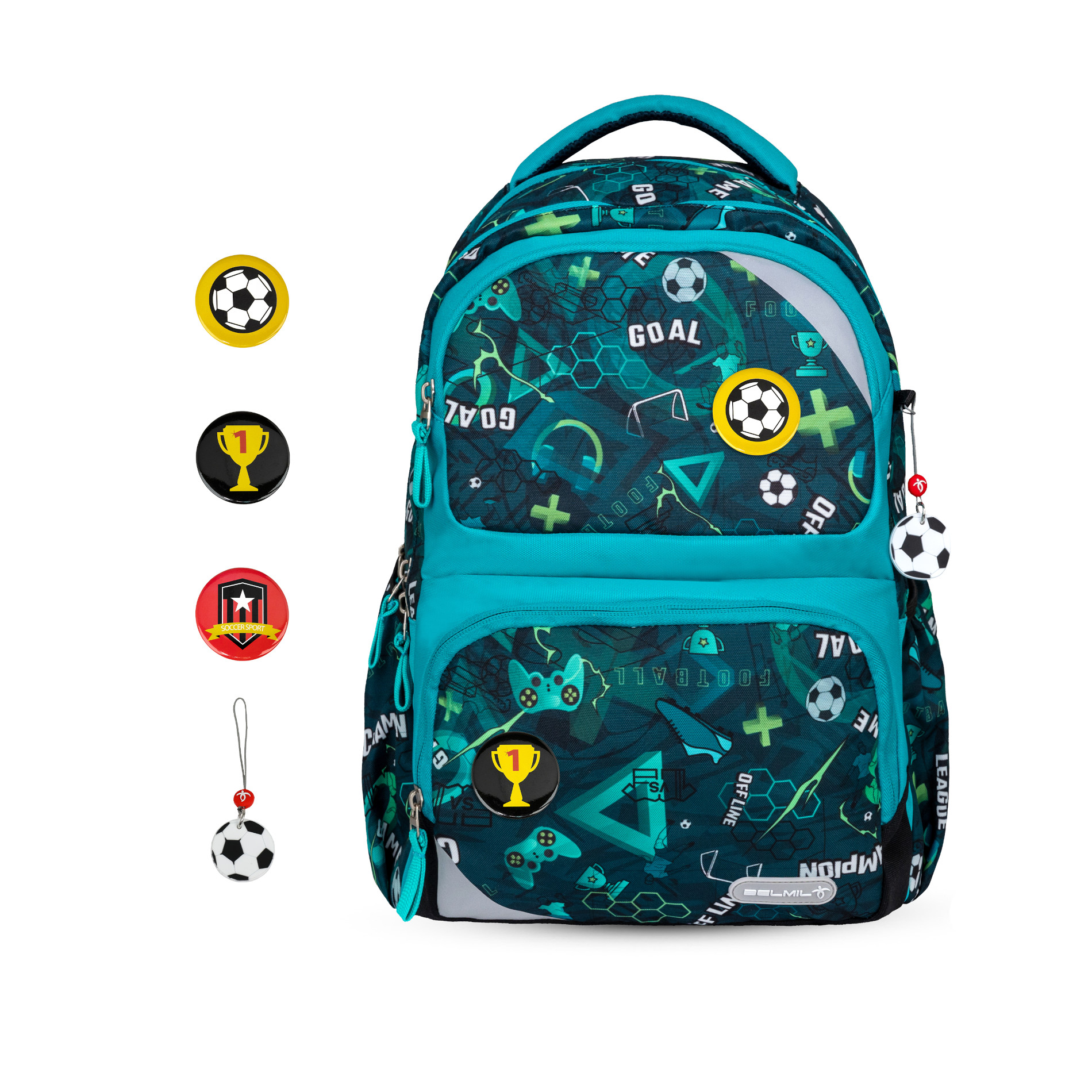Maxi Pack Schulrucksack mit Brustgurt 2tlg. Set - Football Goal