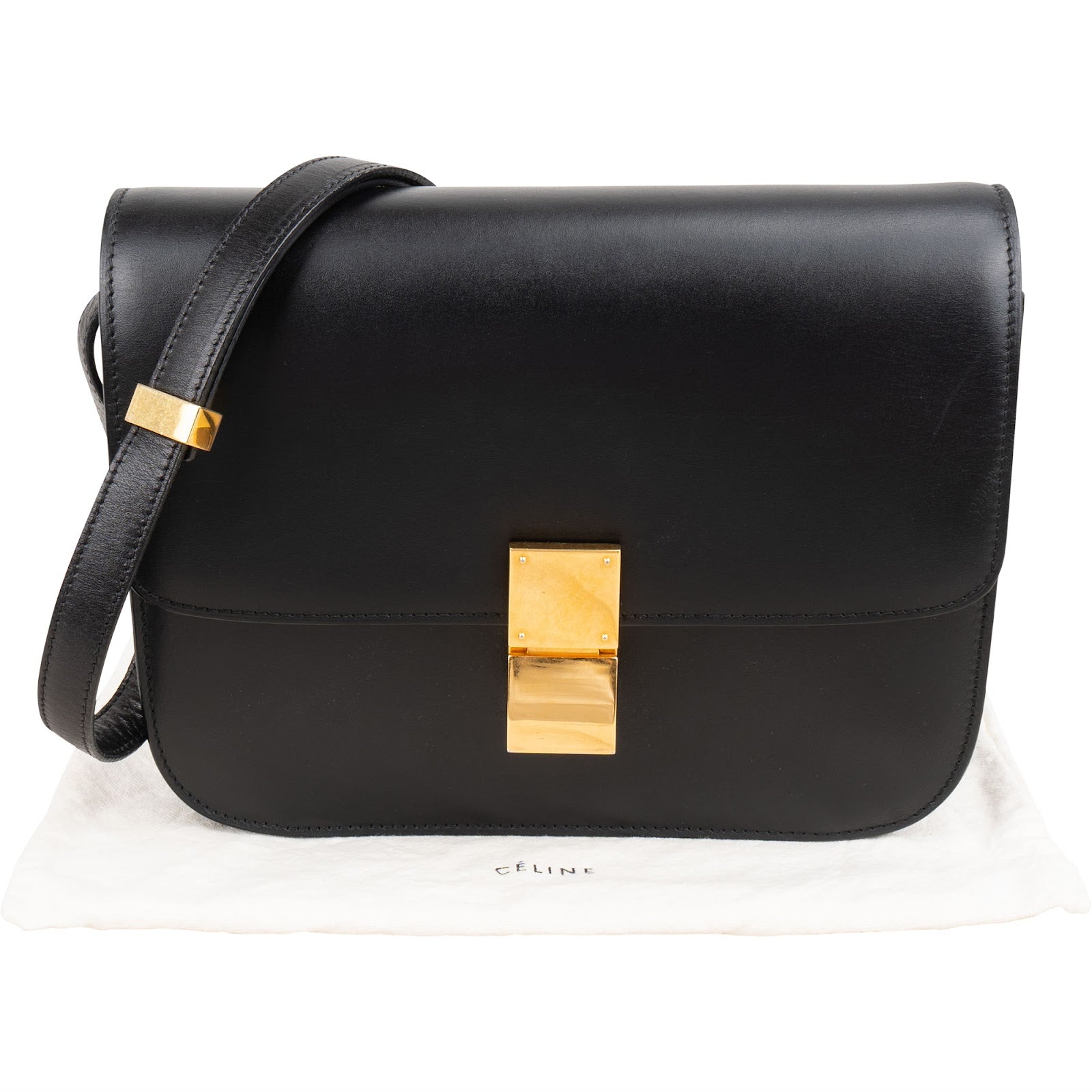 Celine Boxcalf Leather Seesaw Lock Triomphe Classic Box Crossbody Bag