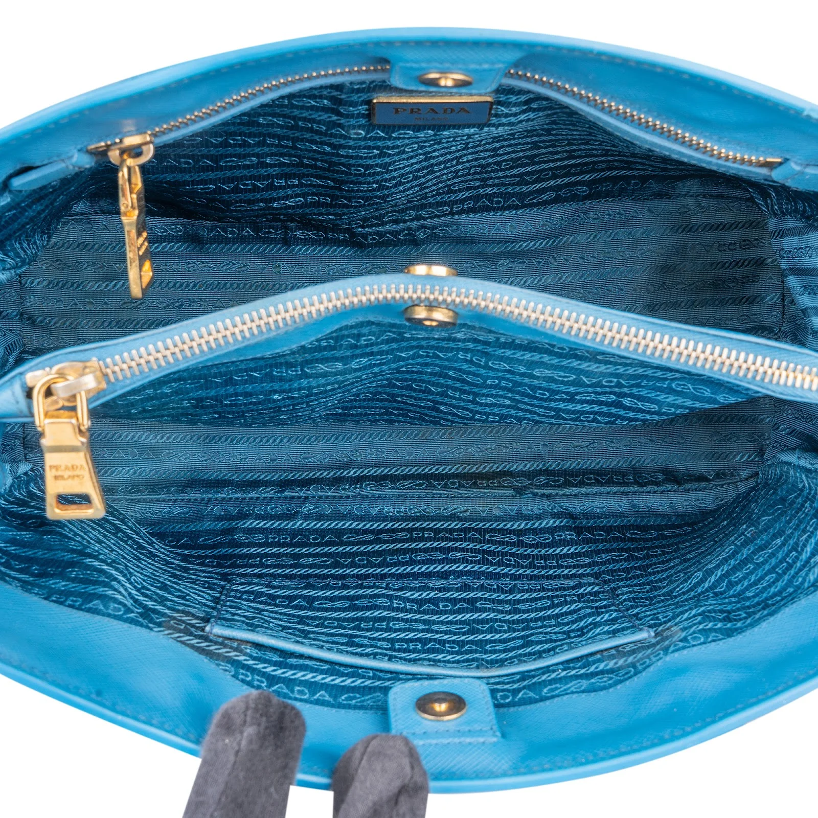 Prada Blue Saffiano Leather Galleria Handbag