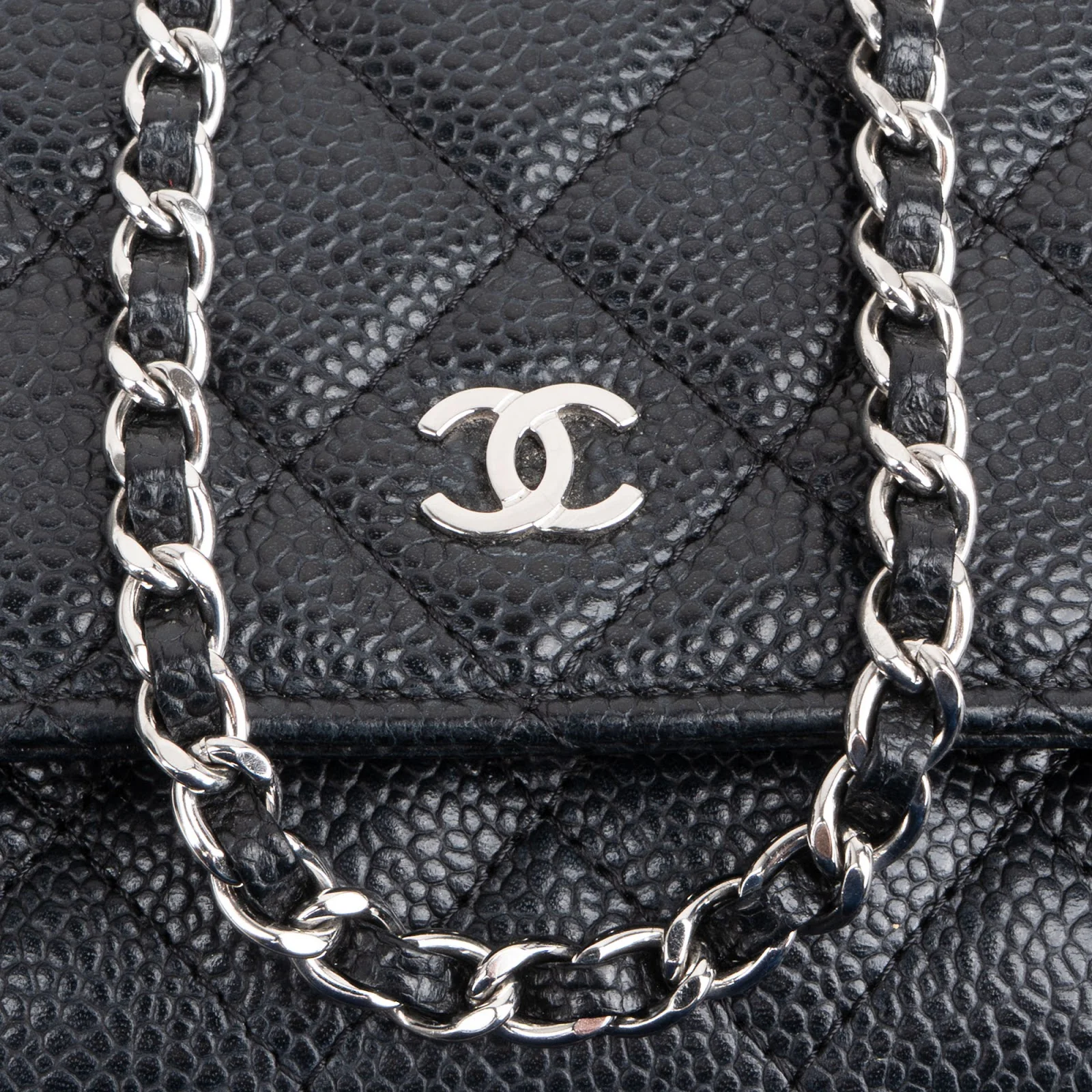 Chanel Quilted Caviar Leather Wallet On Chain Crossbody Bag