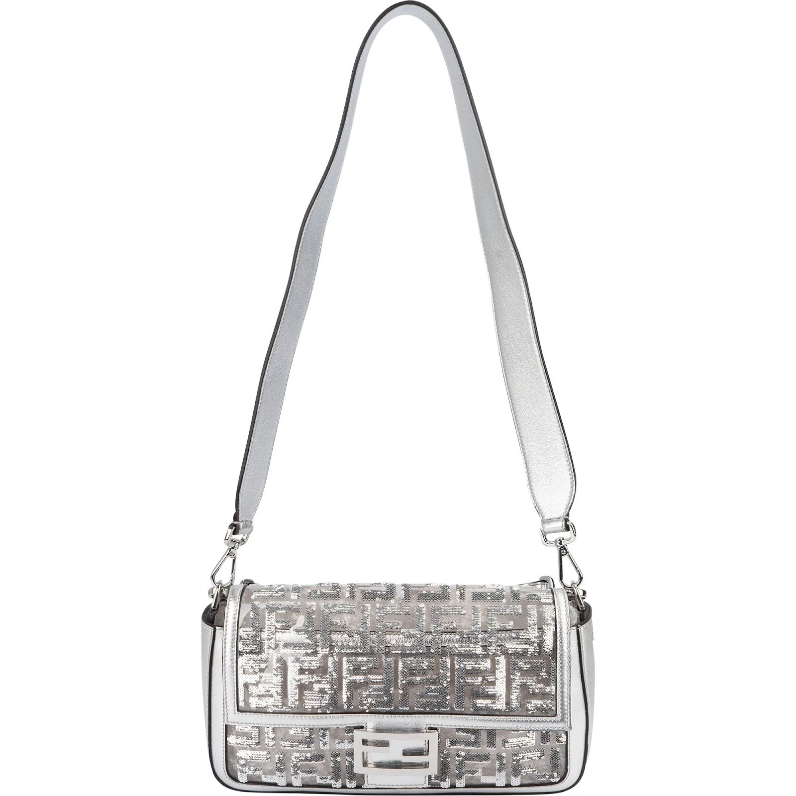 Fendi FF Sequin Embroidered Monogram Baguette Shoulder Handbag