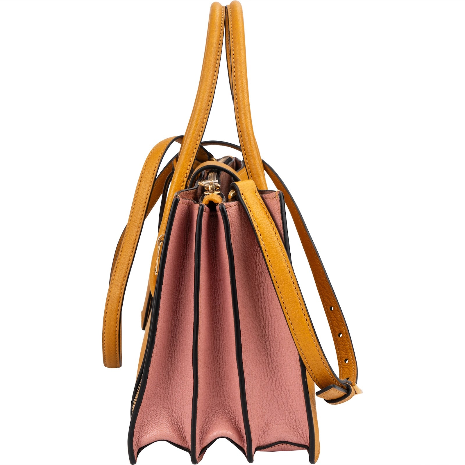 Miu Miu Bicolor Madras Leather Top Handle Handbag