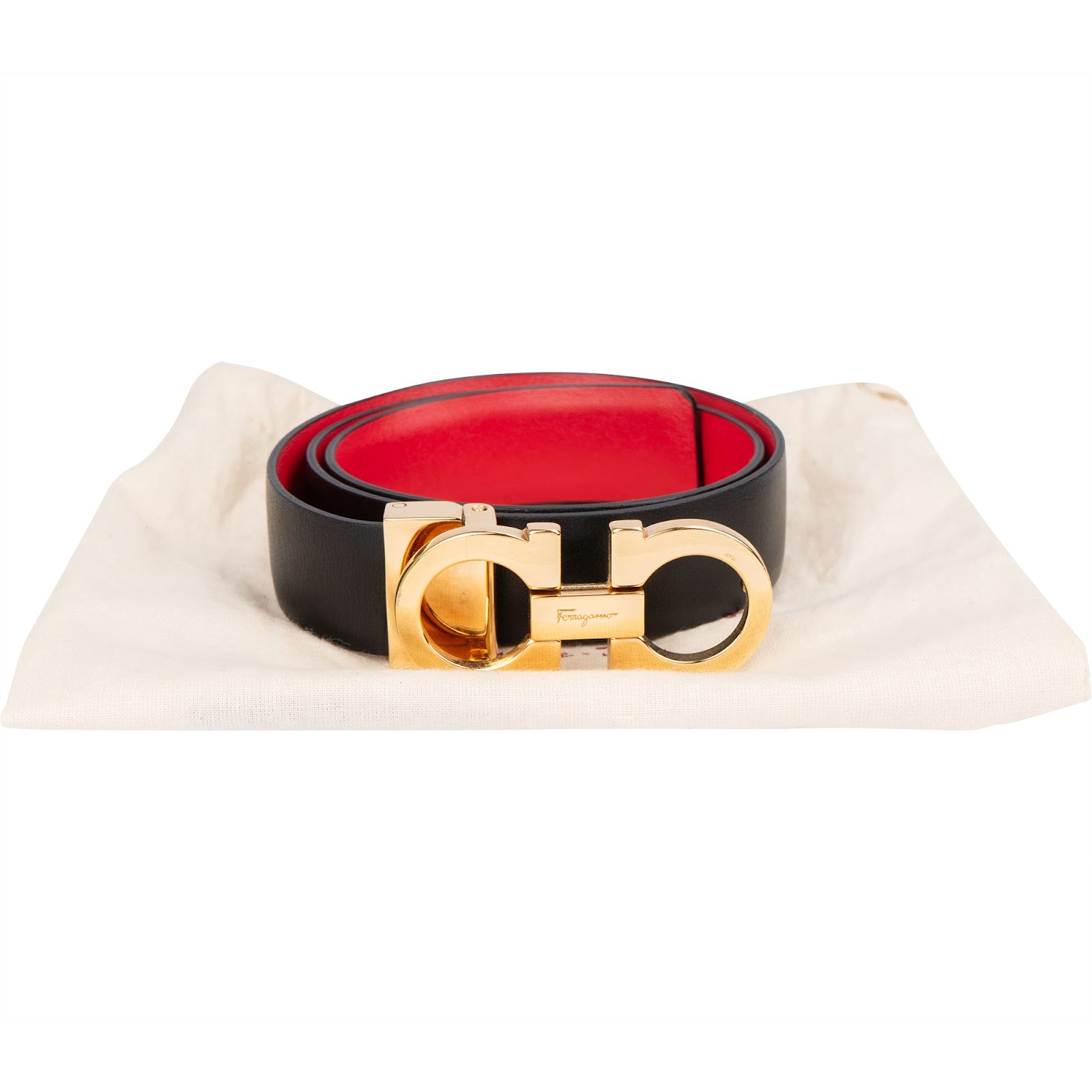 Salvatore Ferragamo Bicolor Reversible Leather Gancini Gürtel