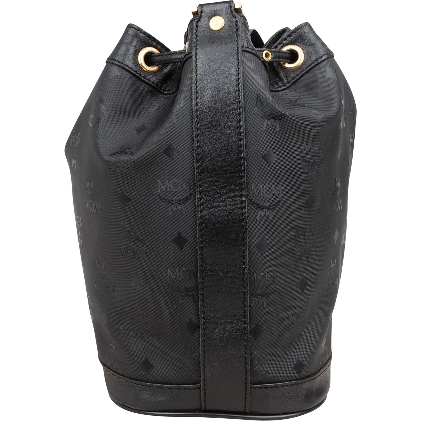 MCM Monogram Visetos Nylon Drawstring Bucket Crossbody Bag