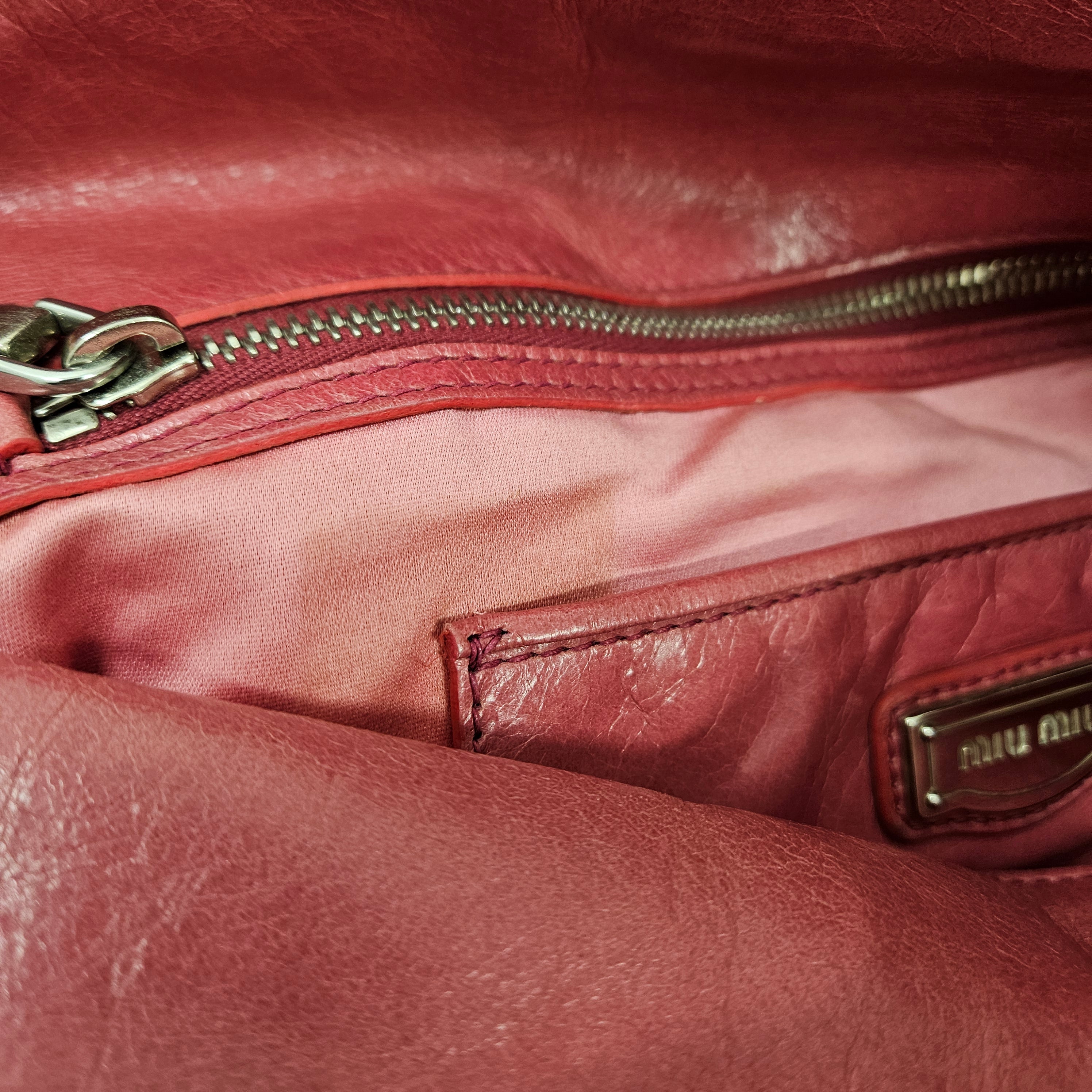 Miu Miu – Vitello Lux Leather Bow Satchel Handtasche