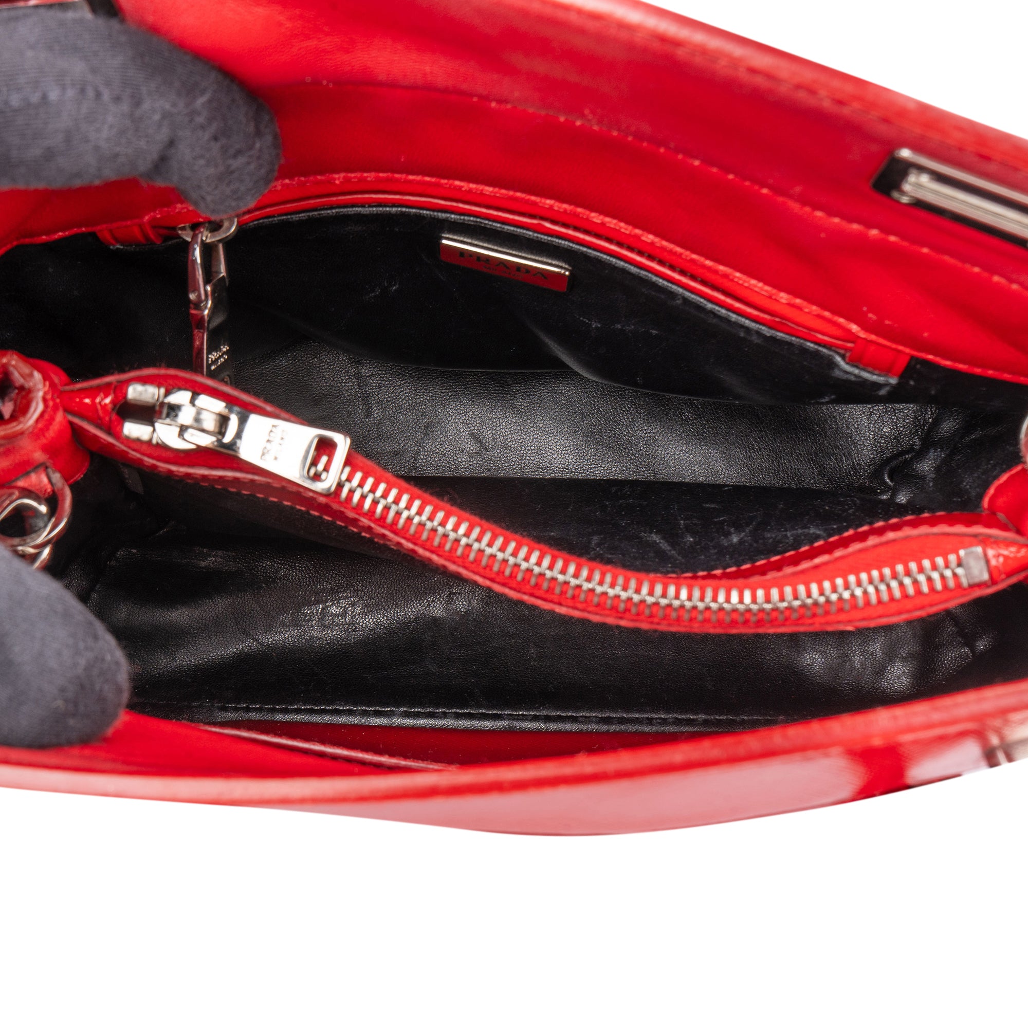 Prada Red Patent Leather Galleria Turnlock Handbag