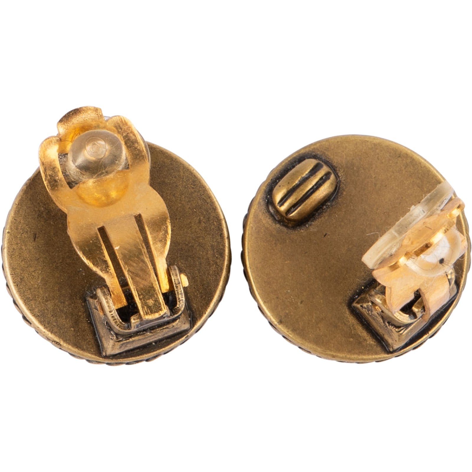 Chanel Vintage CC Emblem Round Clip-On Earrings