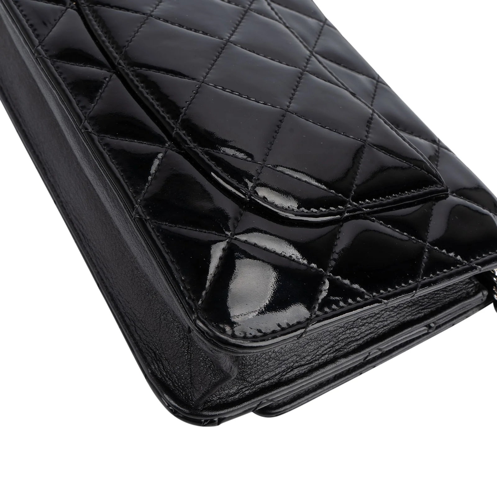 Chanel Quilted Patent Leather Wallet on Chain Crossbody Bag