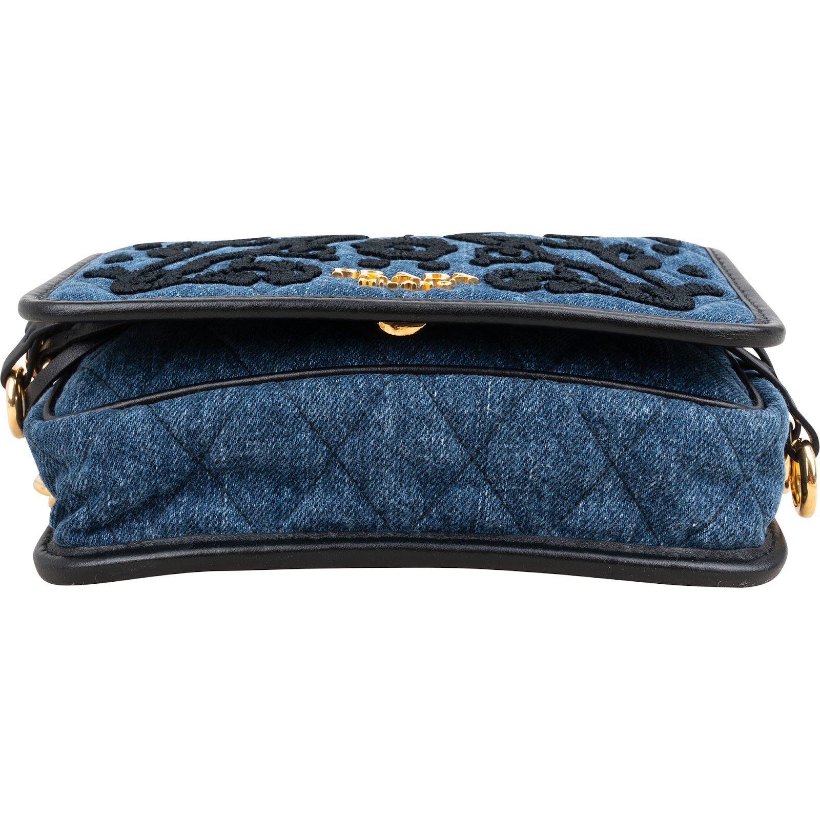 Prada Multicolor Embroidered Denim Cahier Belt Crossbody Bag