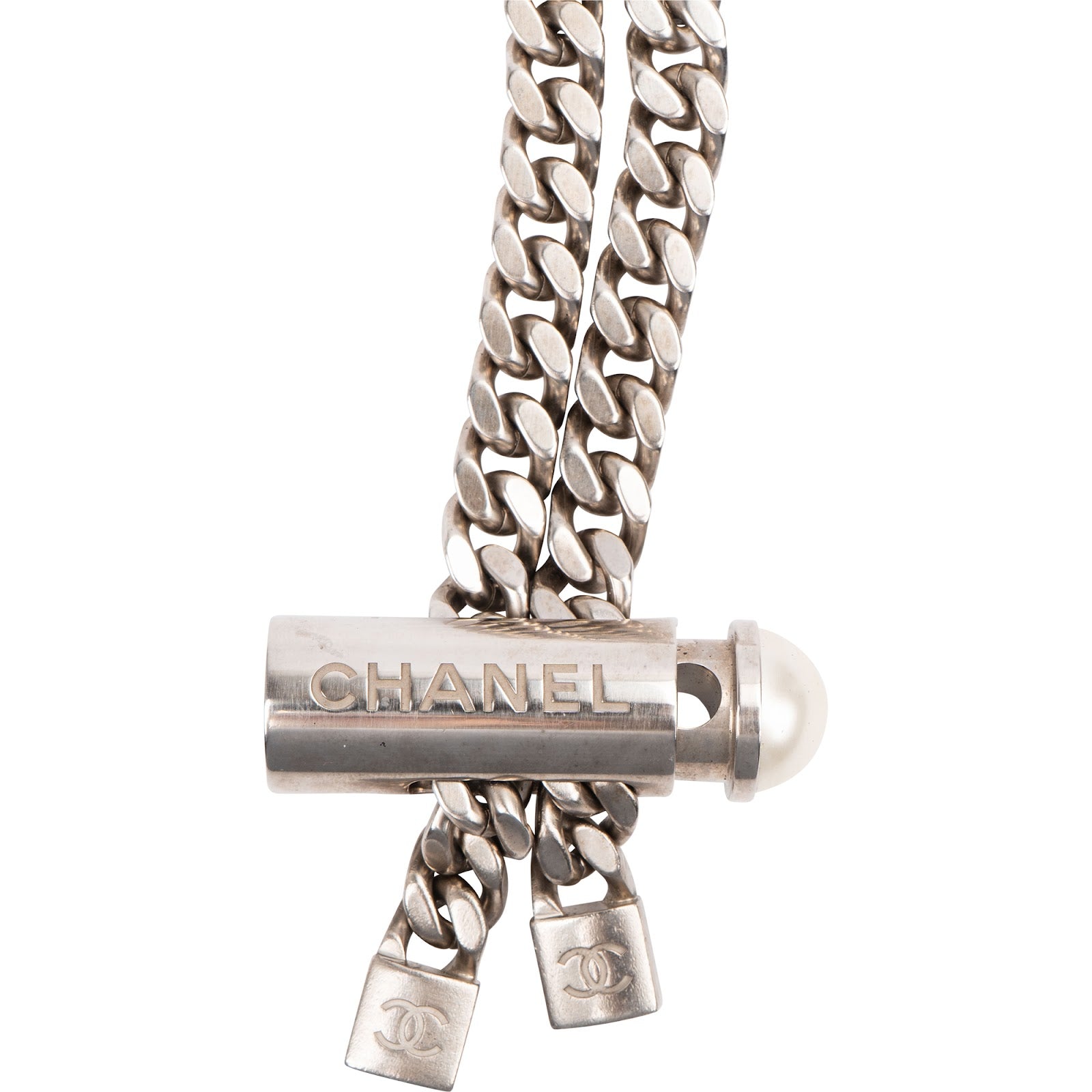 Chanel – Lariat-bolo-ketting van palladiumzilver
