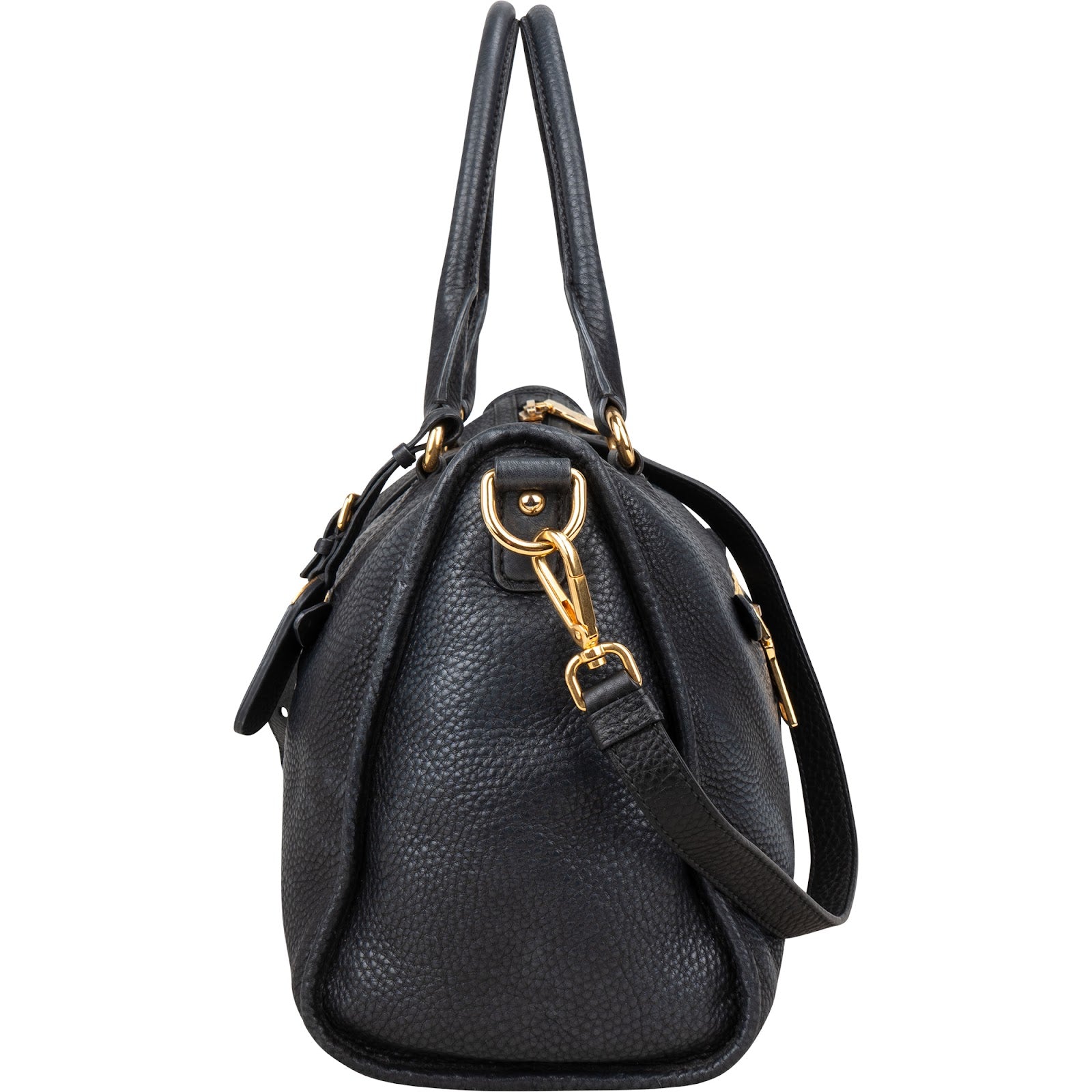 Prada Black Leather Vitello Daino Handbag