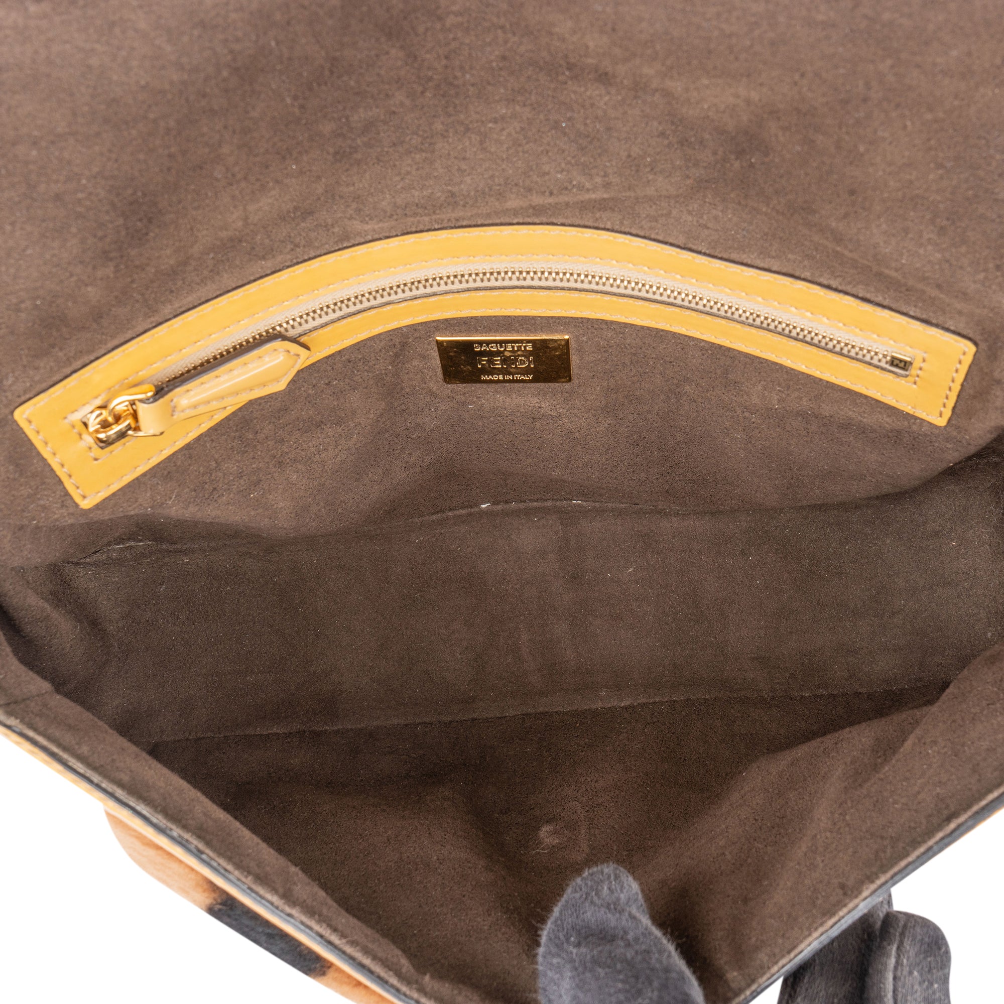 Fendi Shearling Baguette Buckle Handbag