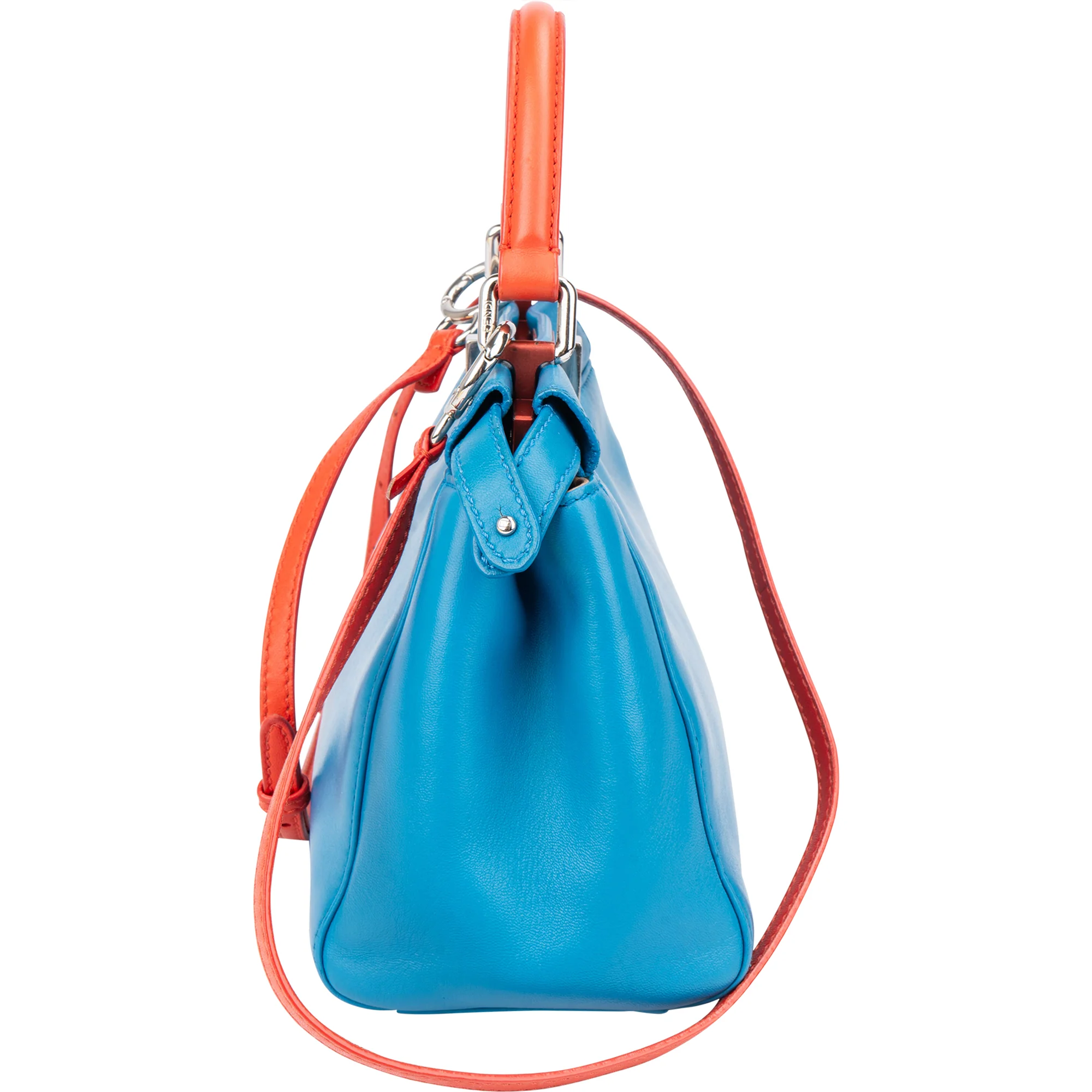 Fendi Blue Leather Peekaboo Handbag