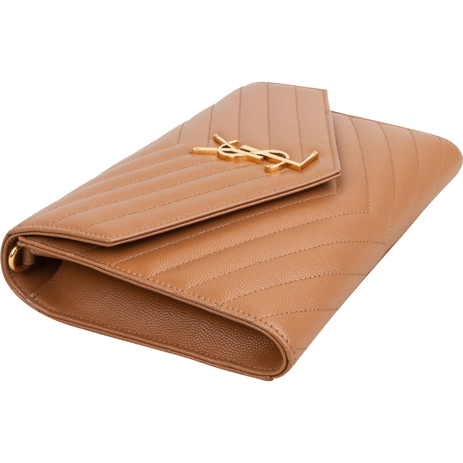 Saint Laurent Grain de Poudre Leather Clutch