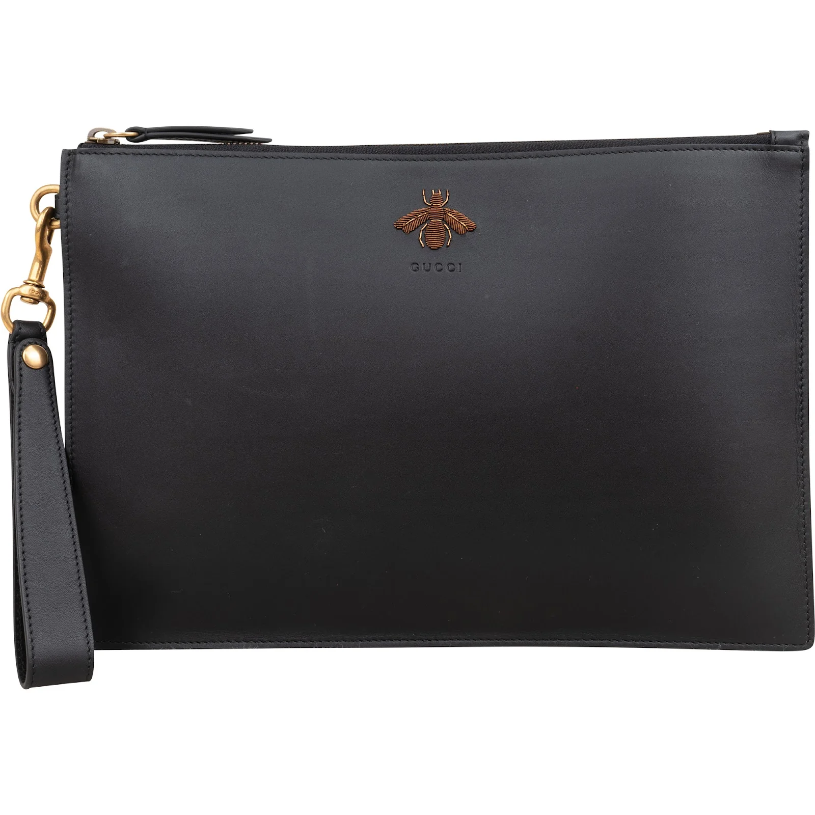Gucci Black Leather Bee Clutch