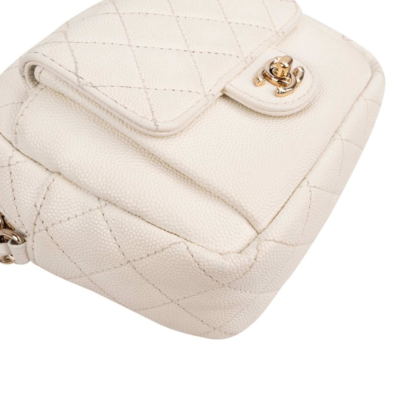 Chanel Quilted Caviar Leather Small Round Camera Crossbody Bag